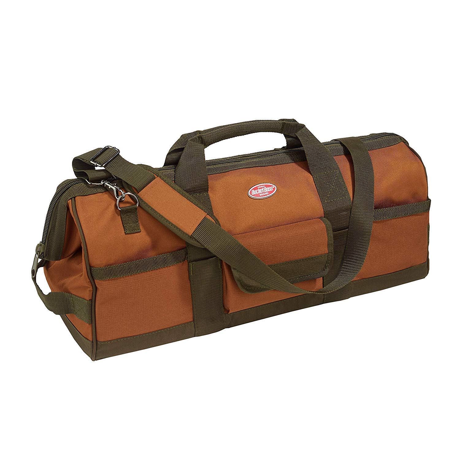 Bucket Boss Gatemouth 24-Pocket Heavy Duty Tool Bag - Brown (2-Pack) | Durable Construction for Electricians, Contractors & DIY Projects | Perfect for Job Sites, Workshops & Home Repairs