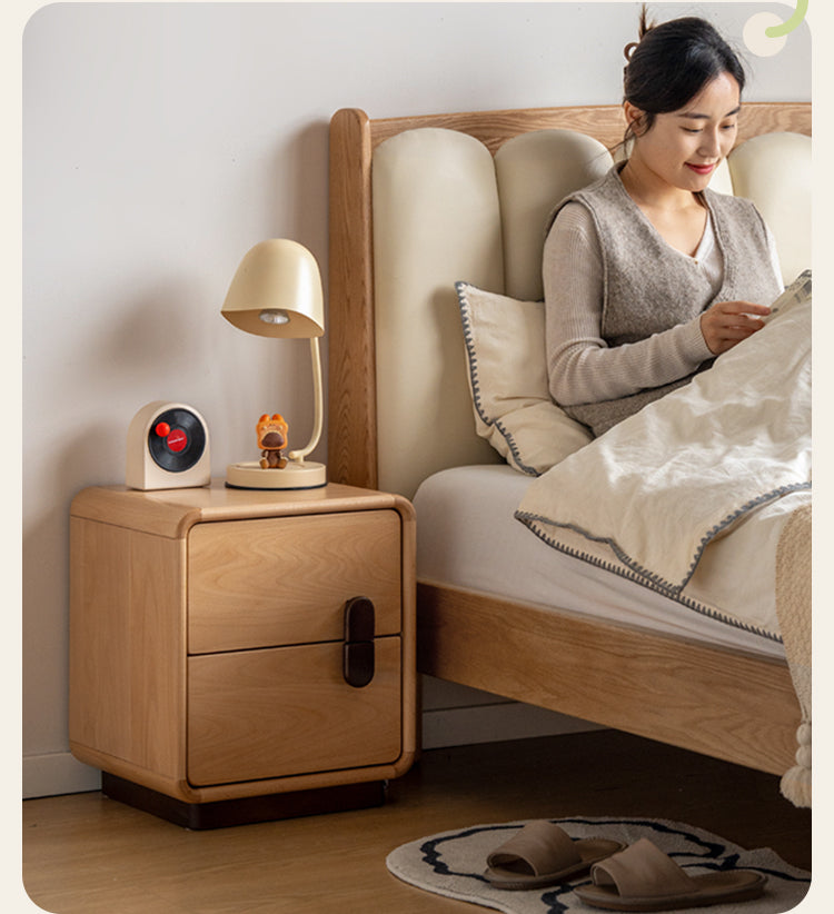Solid Beech Wood Nightstand with Storage - Bedside Table for Bedroom, Living Room, or Office - Compact & Stylish Home Furniture