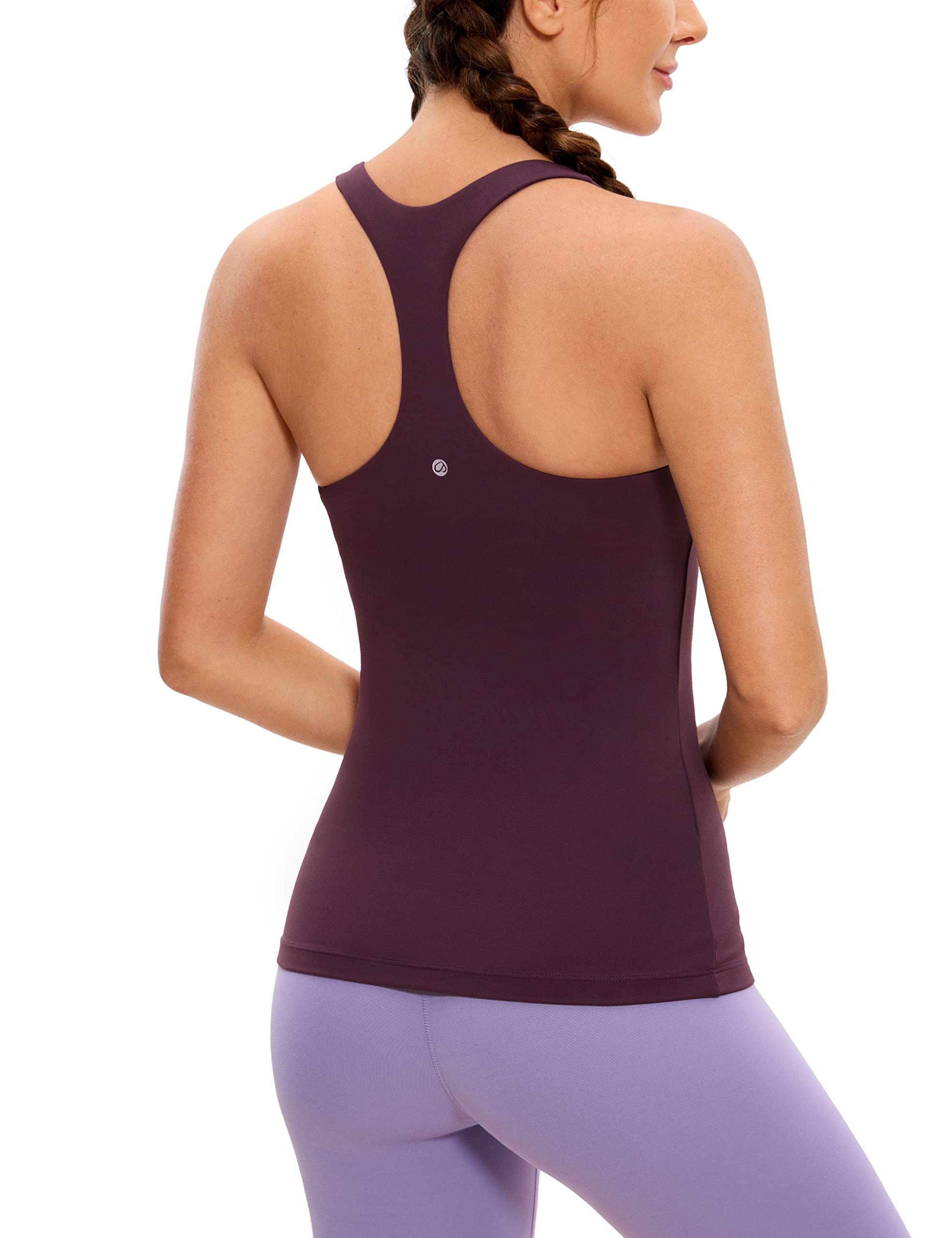CRZ YOGA Butterluxe Women's Workout Tank Top with Built-in Bra - Scoop Neck Padded Slimming Yoga Camisole for Running, Gym & Lounge Wear