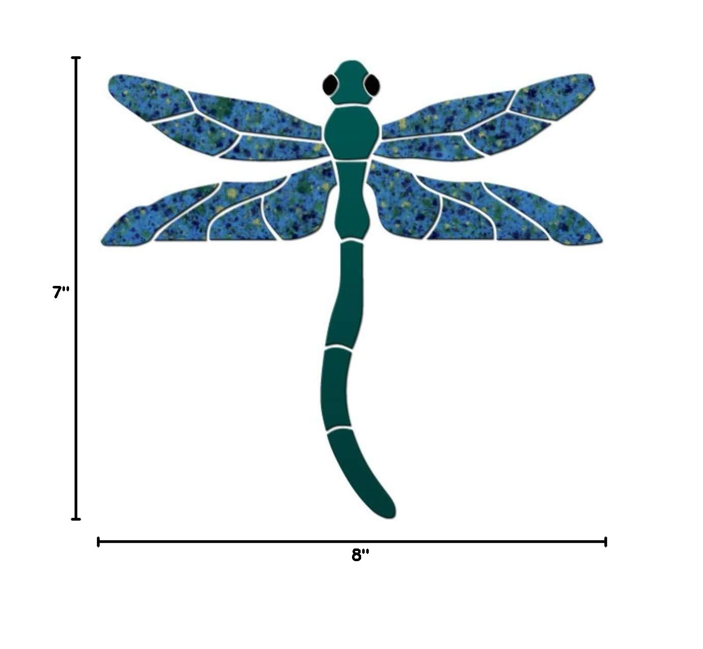 Dark Teal Dragonfly Ceramic Pool Mosaic Tile 8