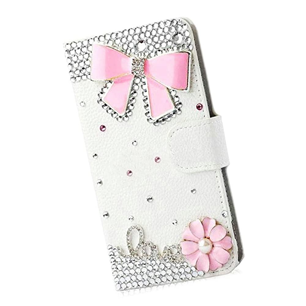 Sparkly Glitter Bling Leather Wallet Phone Case for iPhone 13 Pro Max - 3D Handmade Crystal Bow Design with Screen Protector [2 Pack] - Perfect for Parties, Gifts & Everyday Use