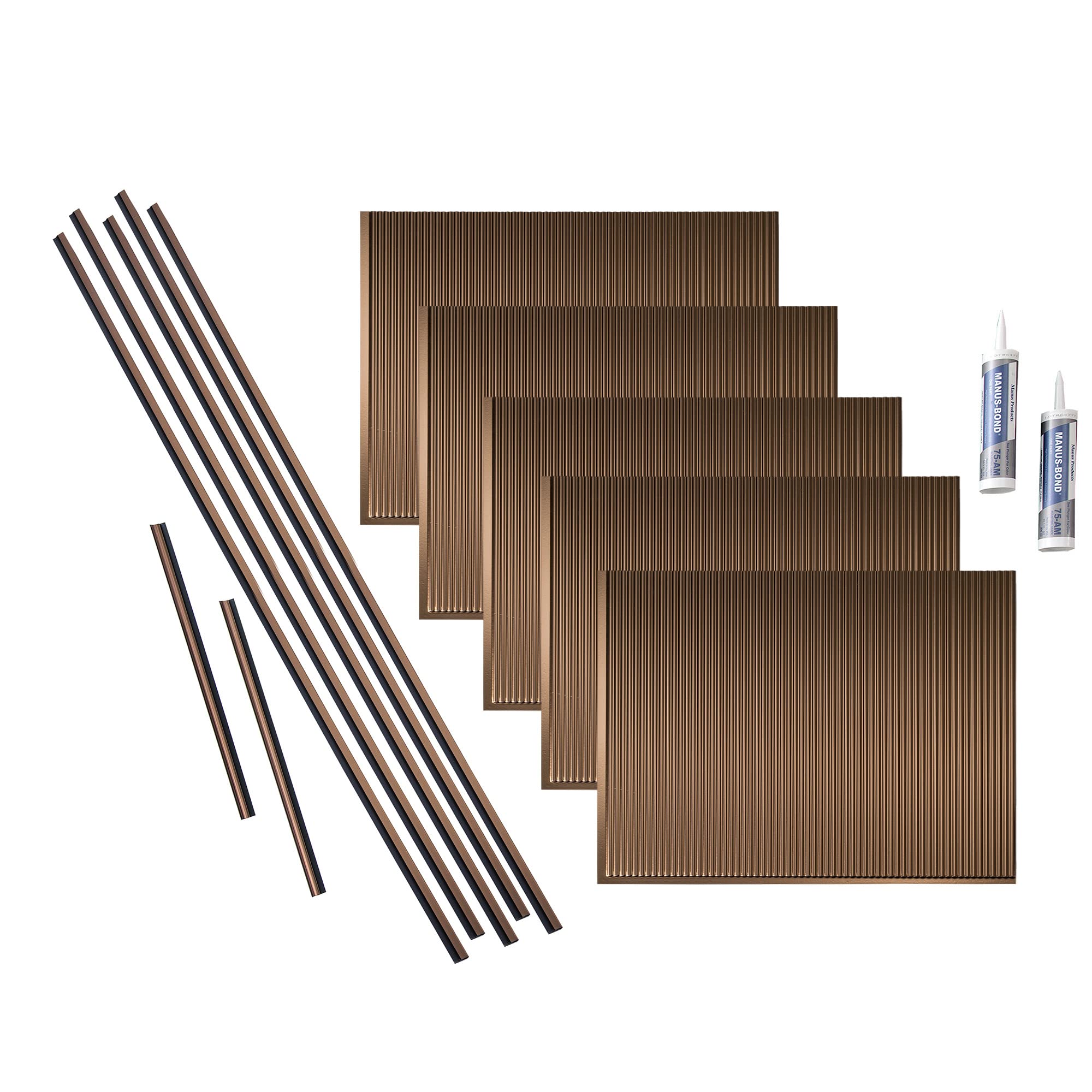 Oil-Rubbed Bronze FASÄDE Rib Decorative Vinyl Backsplash Kit - 15 sq ft Peel & Stick Wall Tile for Kitchen, Bathroom, Laundry Room & Office Renovation