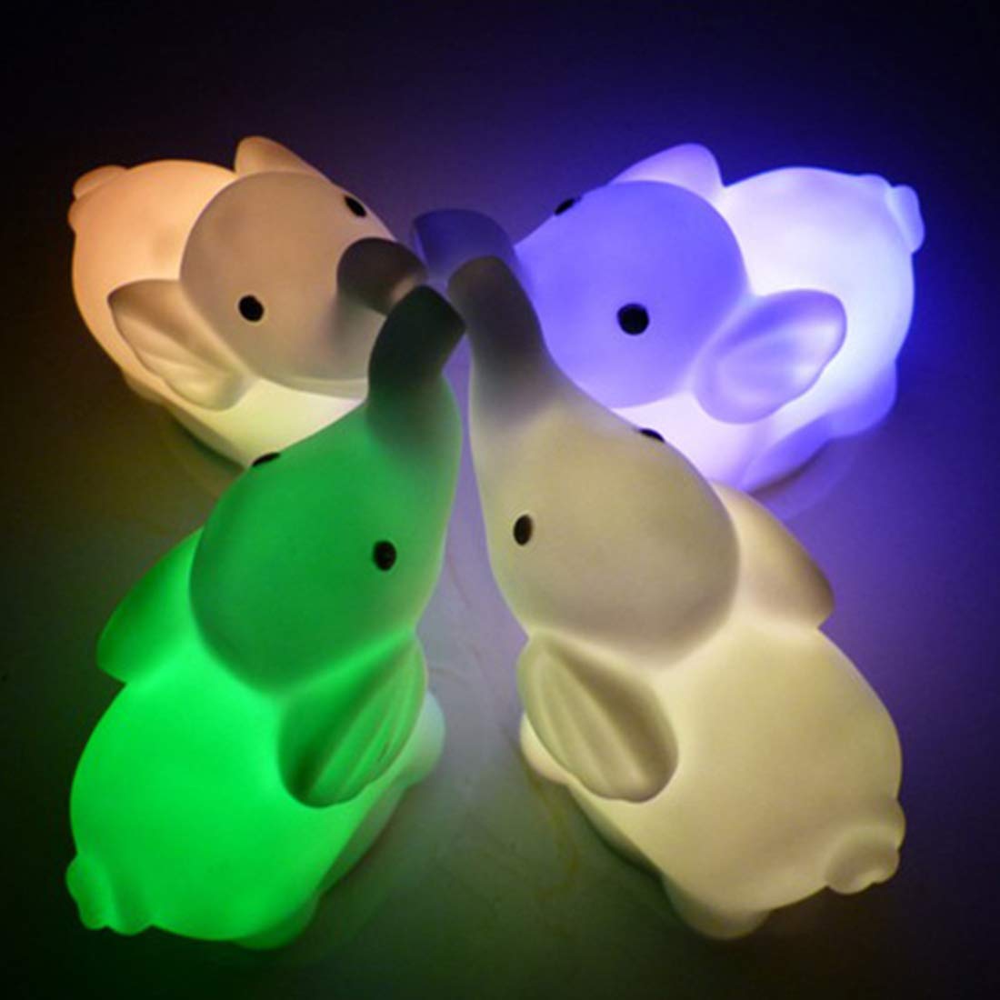 3Pcs Cute Elephant 7-Color Changing LED Night Light - Battery Operated Desk Lamp for Kids, Bedroom Decor, Christmas Party & Gift - Colorful Animal Lamp for Nursery, Home Decor & Nighttime Reading