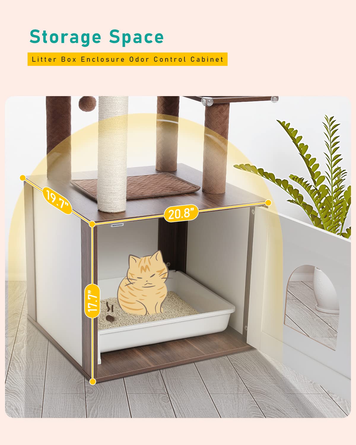 PAWZ Road Cat Tree with Litter Box Enclosure - 56.7