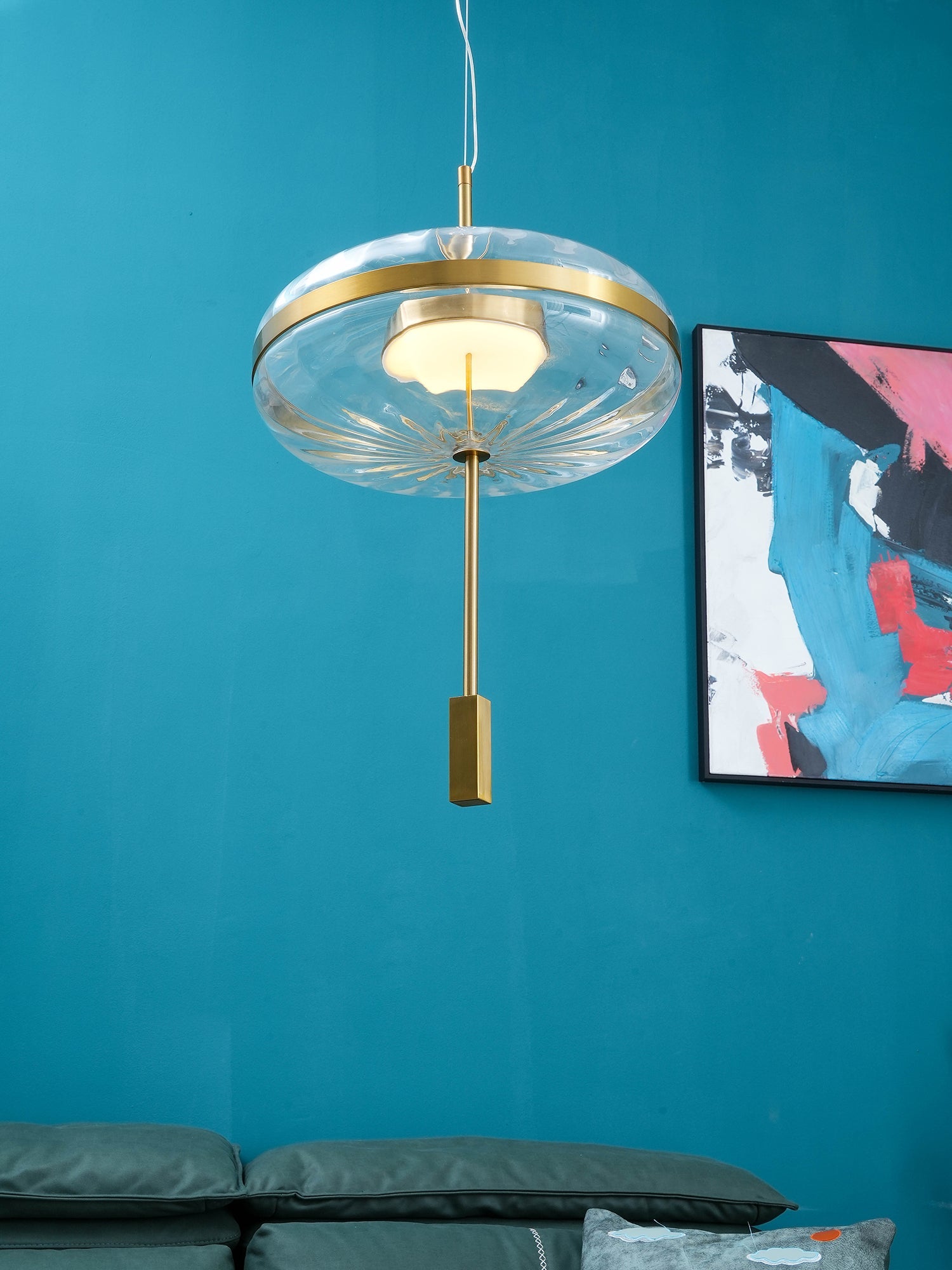 Jolie Pendant Lamp - Modern Glass Hanging Light Fixture for Kitchen Island, Dining Room & Bedroom | Dimmable LED Ceiling Light with Adjustable Height