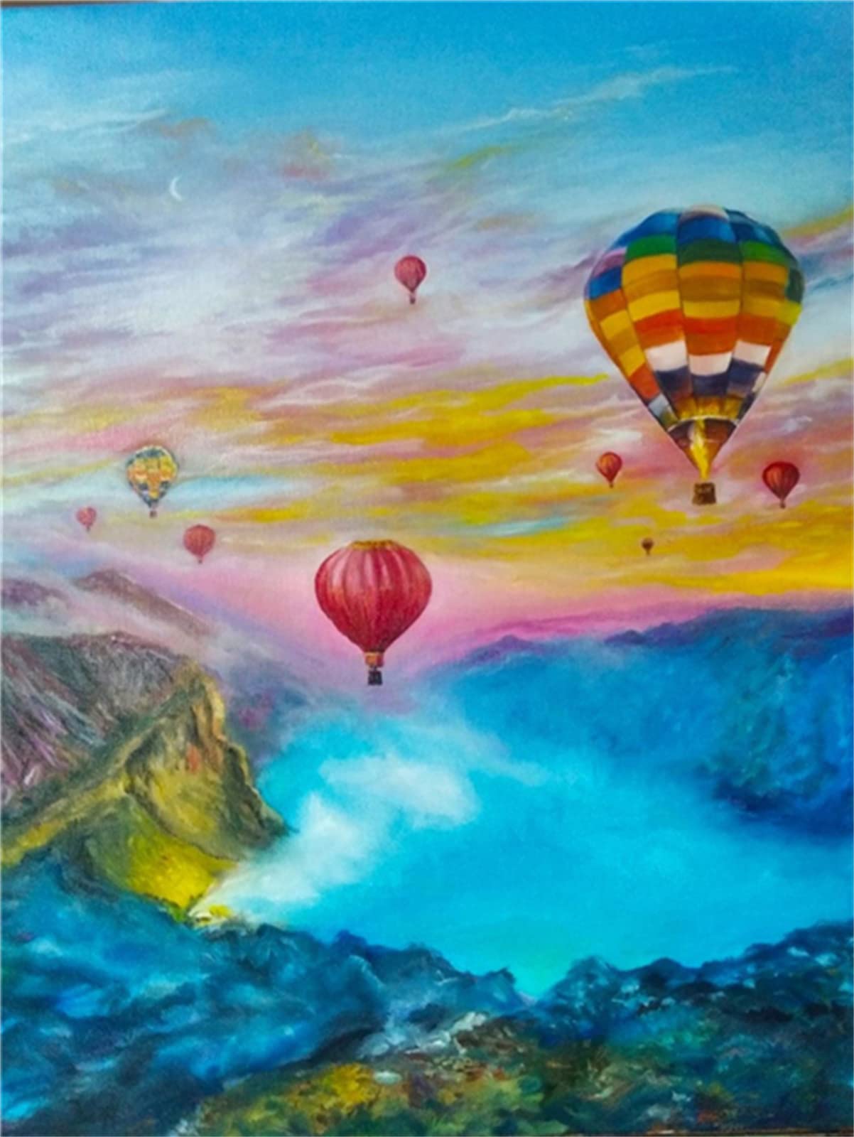 5D Diamond Painting Kit - Hot Air Balloon Round Full Drill Art for Adults & Beginners, 12x16 Inch (30x40cm) DIY Home Wall Decor, Perfect Gift for Relaxation & Stress Relief - Creative Craft for Living Room, Bedroom & Office Decoration