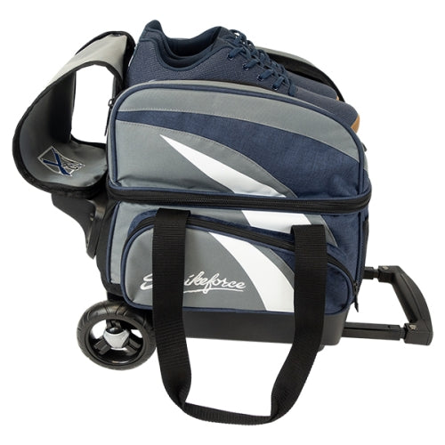 KR Strikeforce Cruiser Gray Navy Double Roller Bag - Premium Rolling Luggage for Travel & Business - Durable Spinner Suitcase with Smooth Wheels for Airports, Hotels & Commuting