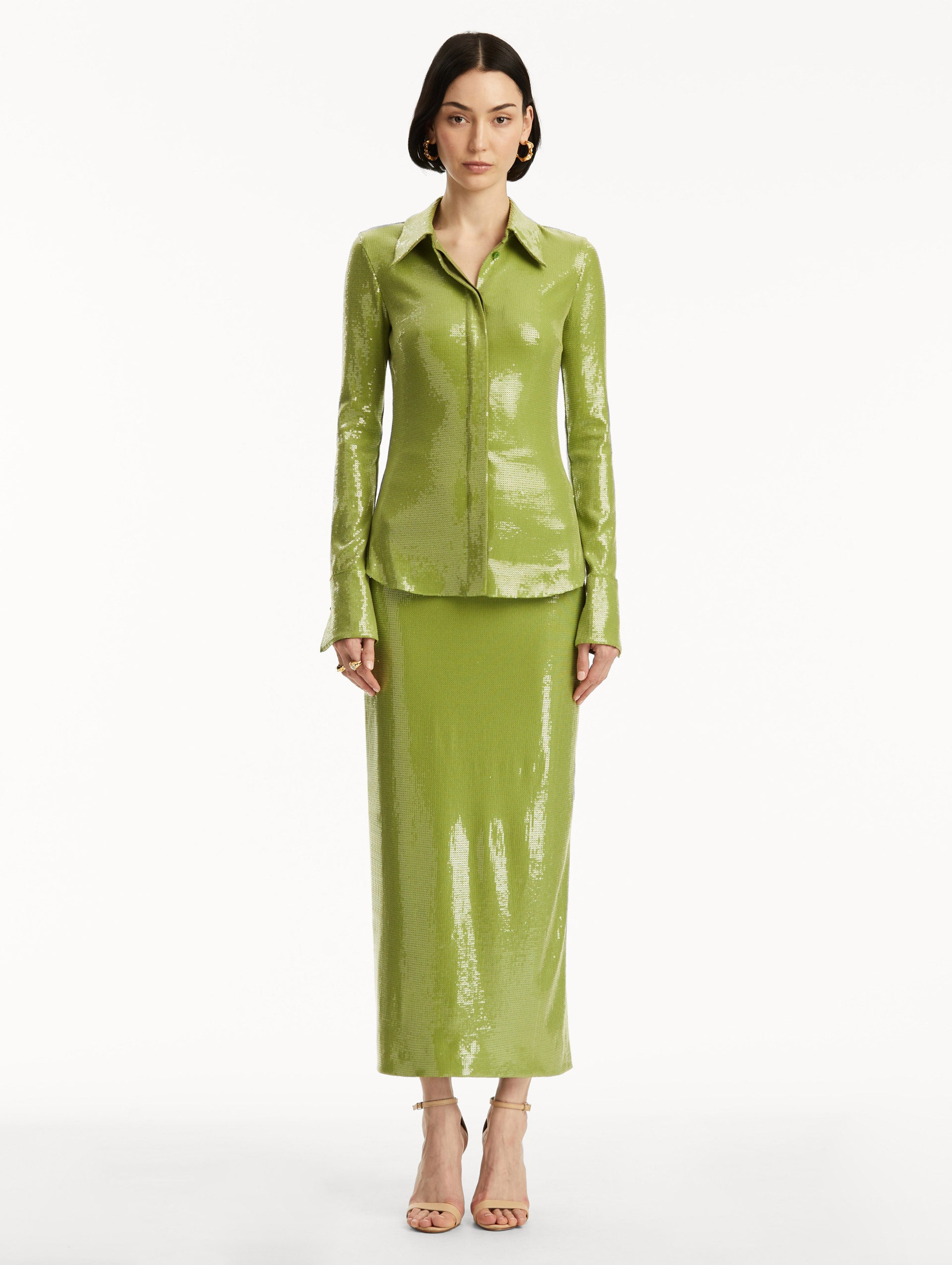 Sparkle & Shine: Women's Sequin Jersey Blouse - Elegant Party Top for Night Out, Club Wear & Special Occasions