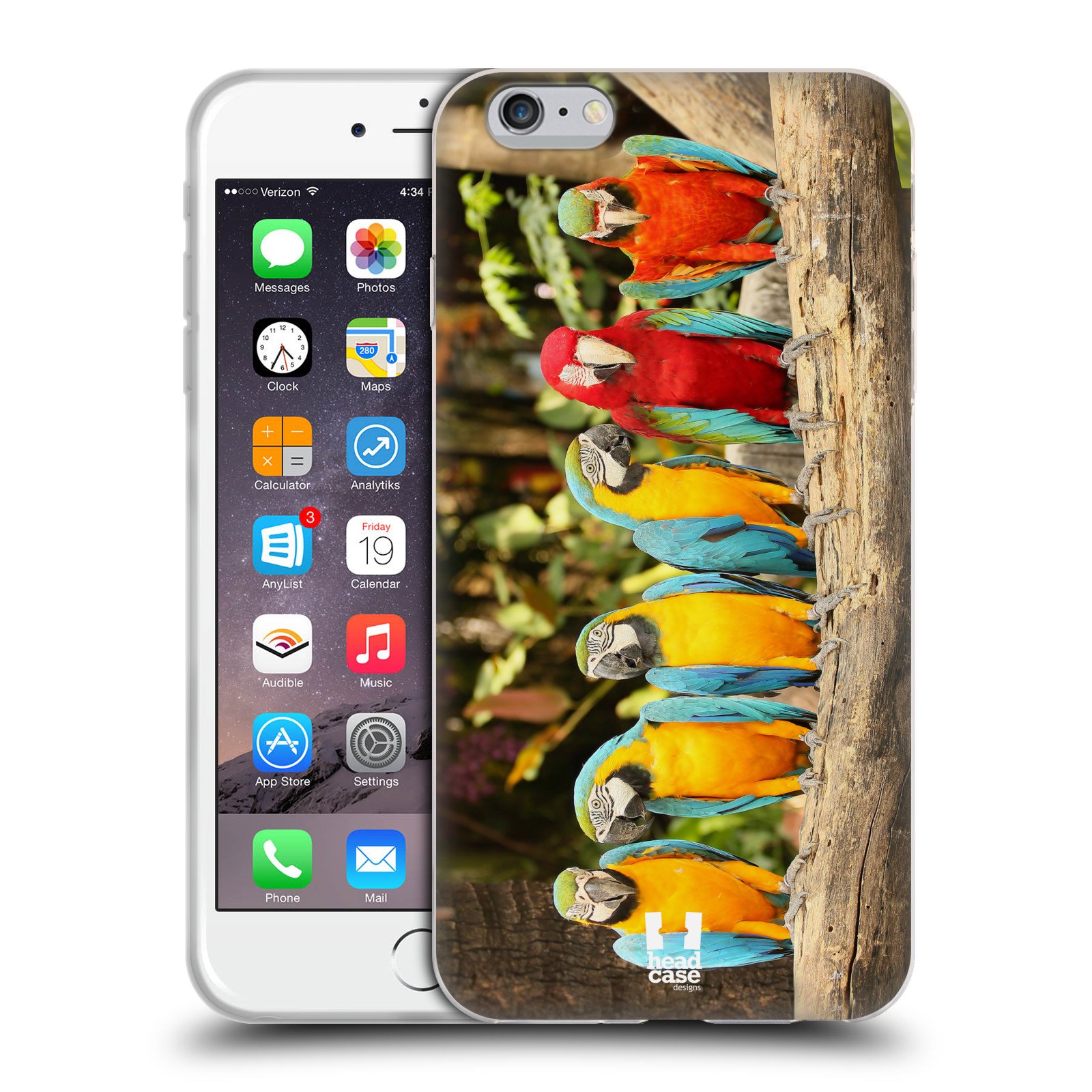 Head Case Designs Sitting Macaw Parrot Pairs Soft Gel Phone Case - Compatible with Apple iPhone 6 Plus/6s Plus - Cute Animal Themed Protective Cover for Nature Lovers & Unique Style