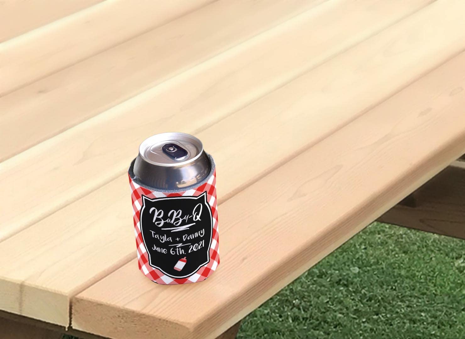 Personalized Baby Shower Can Coolers - 96 Pack Custom Koozies with Text & Date - Red Insulated Beverage Sleeves for Summer Parties, Gender Reveals & Outdoor Events