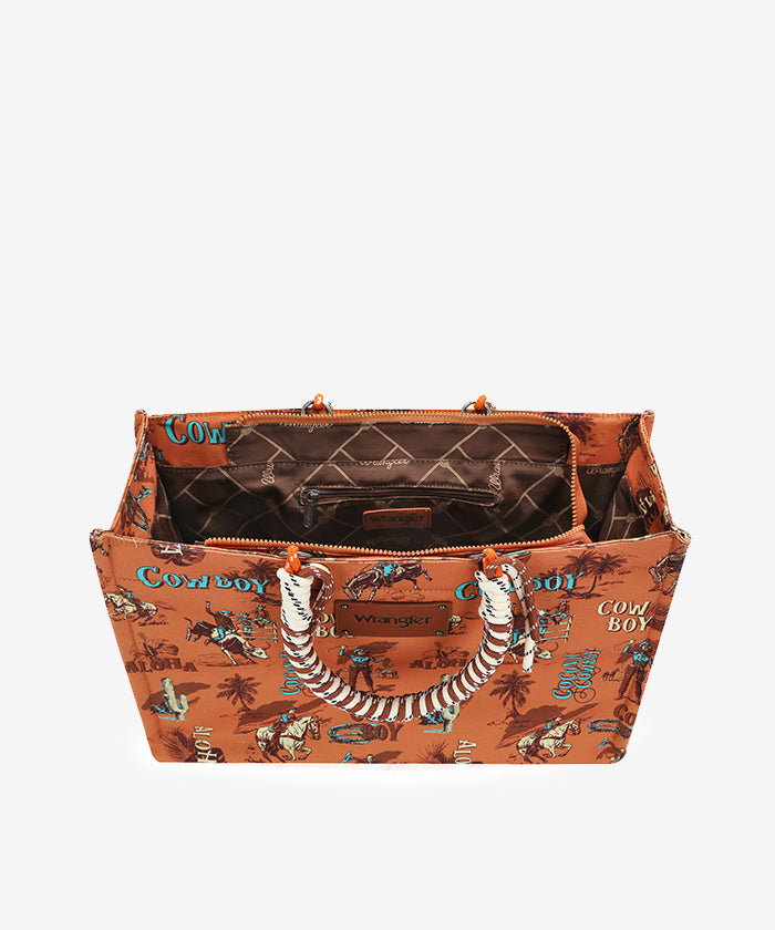 Wrangler Cowboy Print Tote Bag - Stylish Western Design for Women & Men - Perfect for Shopping, Travel & Outdoor Adventures