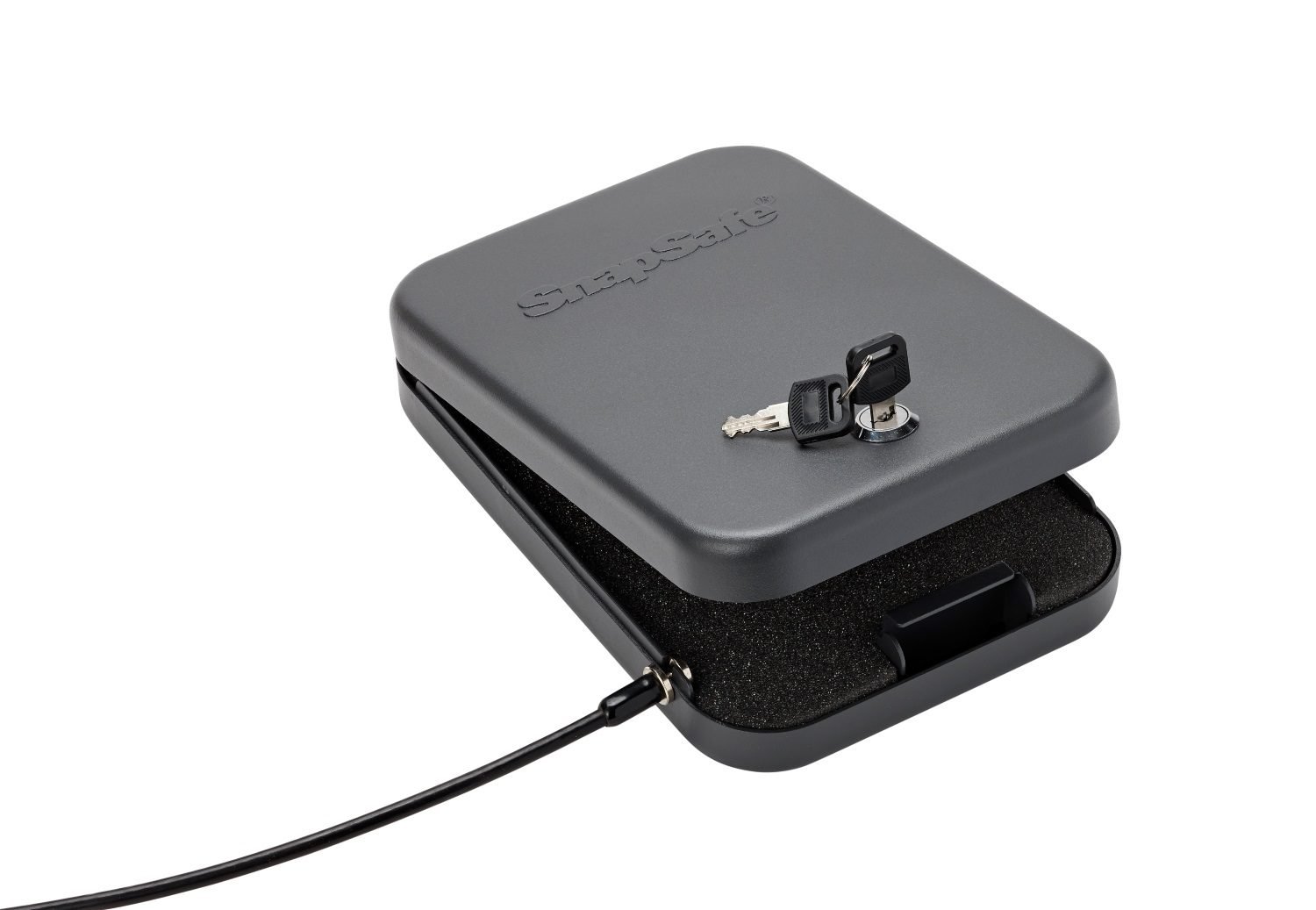 SnapSafe Portable Lock Box for Guns, Valuables & Documents – Secure Handgun Safe with 2 Keys & Patented Security Cable – Ideal for Car, Home & Travel Protection