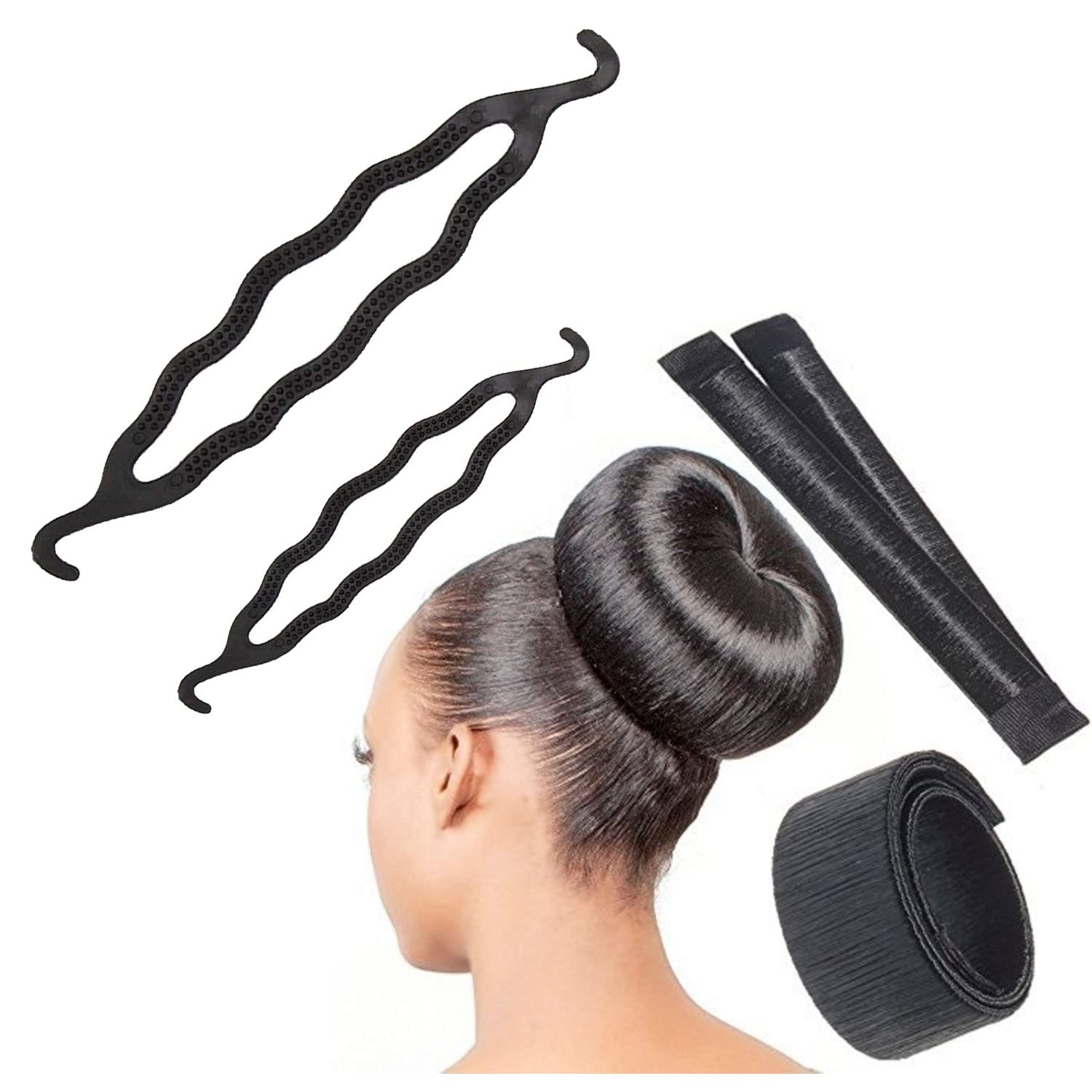 ASG 3-Pack Hair Twist Bun Maker Set with French Twist Donut - Hair Accessories for Women & Girls - Perfect for Updos, Ponytails & Formal Occasions