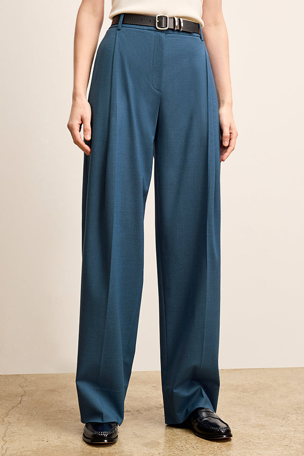 Rina Sculptural Pant - Washable Wool Twill Pants for Women | Bluebell | Perfect for Office Wear & Casual Outfits