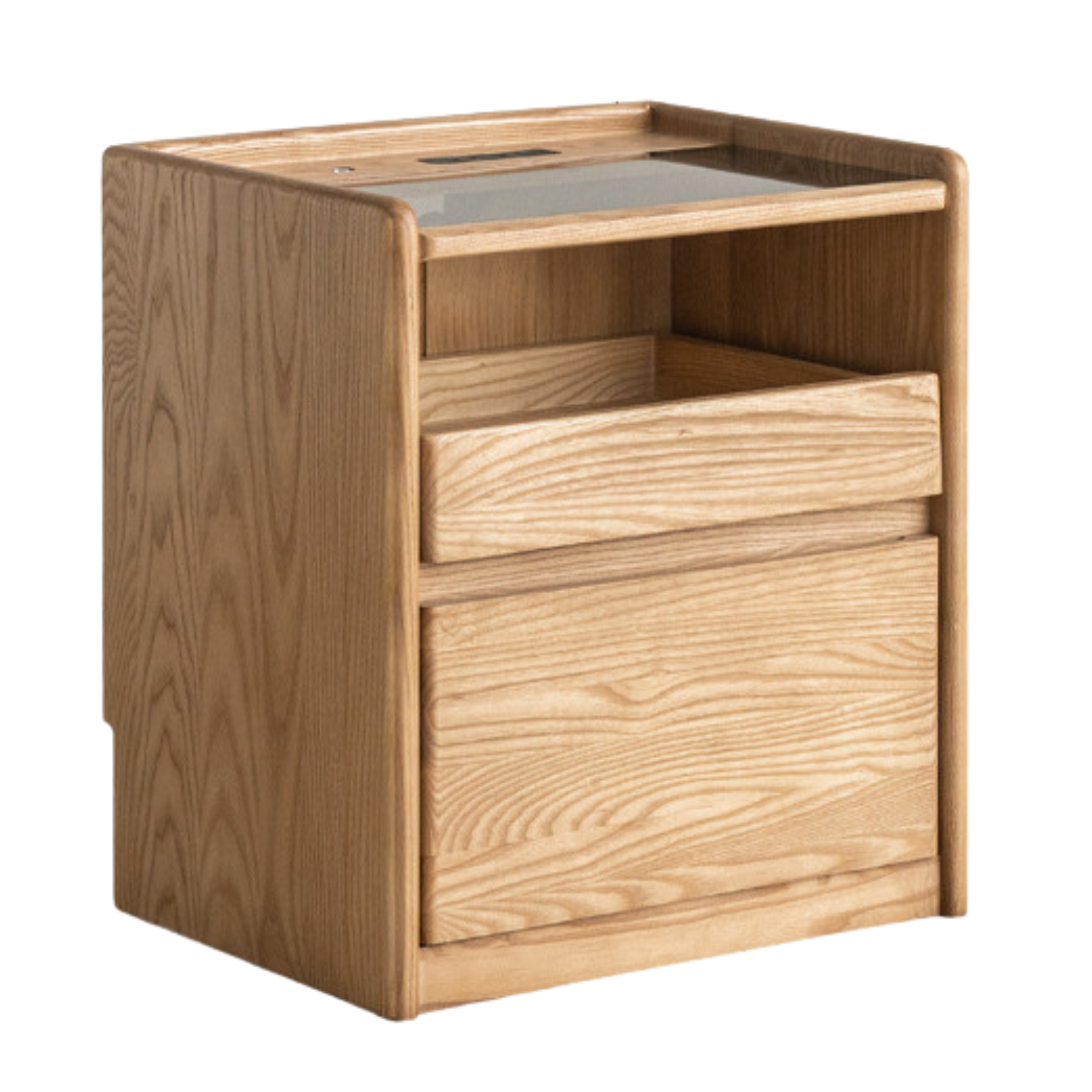 17.7x13.7x19.6 inch / 45x35x50cm / Natural wood color / Ash Nightstand