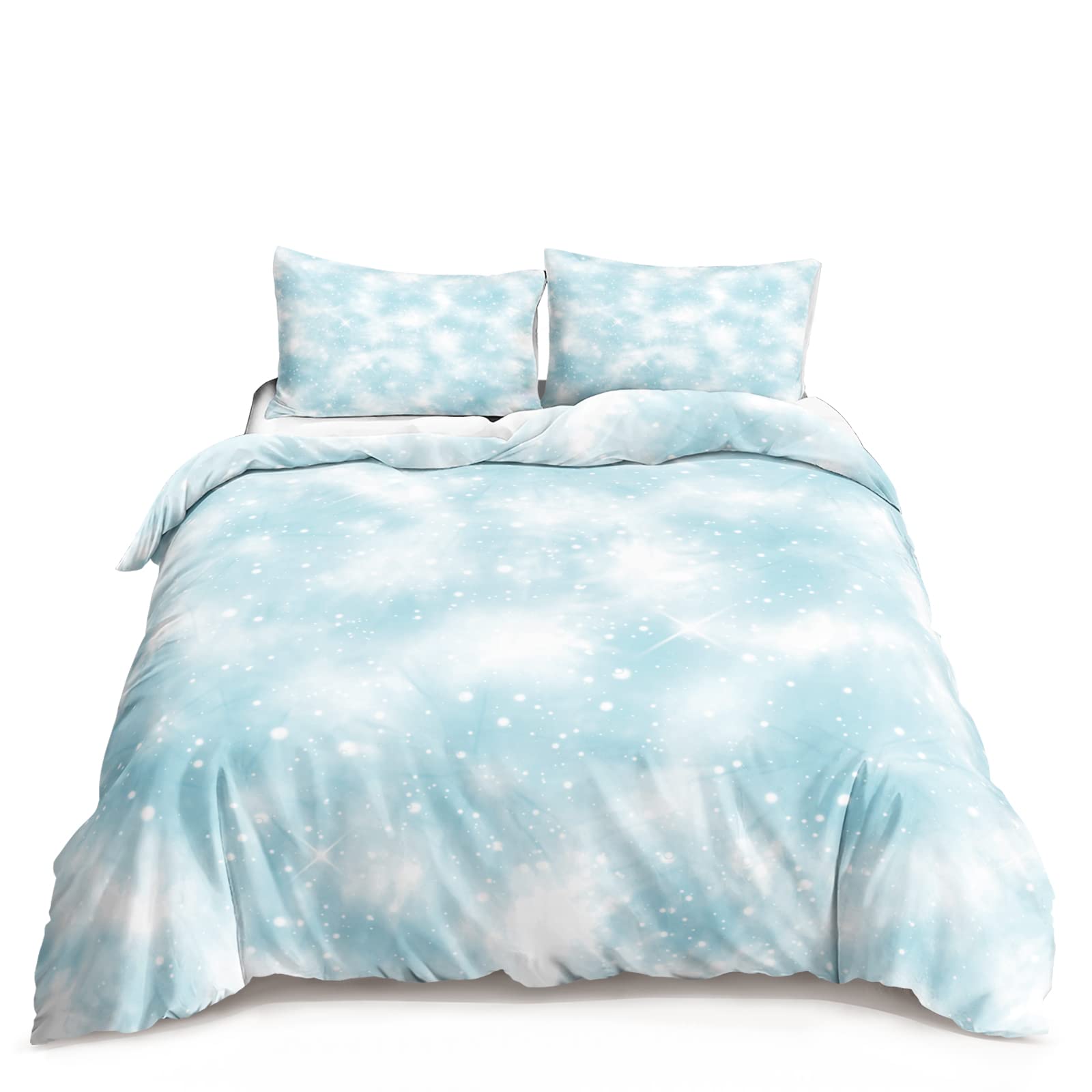 BSNTTH Blue Tie Dye Duvet Cover Set - Watercolor Spiral Bohemian Comforter Cover with 2 Pillowcases, Twin Size 3-Piece Bedding Set for Boho Chic & Gypsy Style Bedroom Decor | Perfect for Guest Rooms, Dorms & Bohemian Home Decor