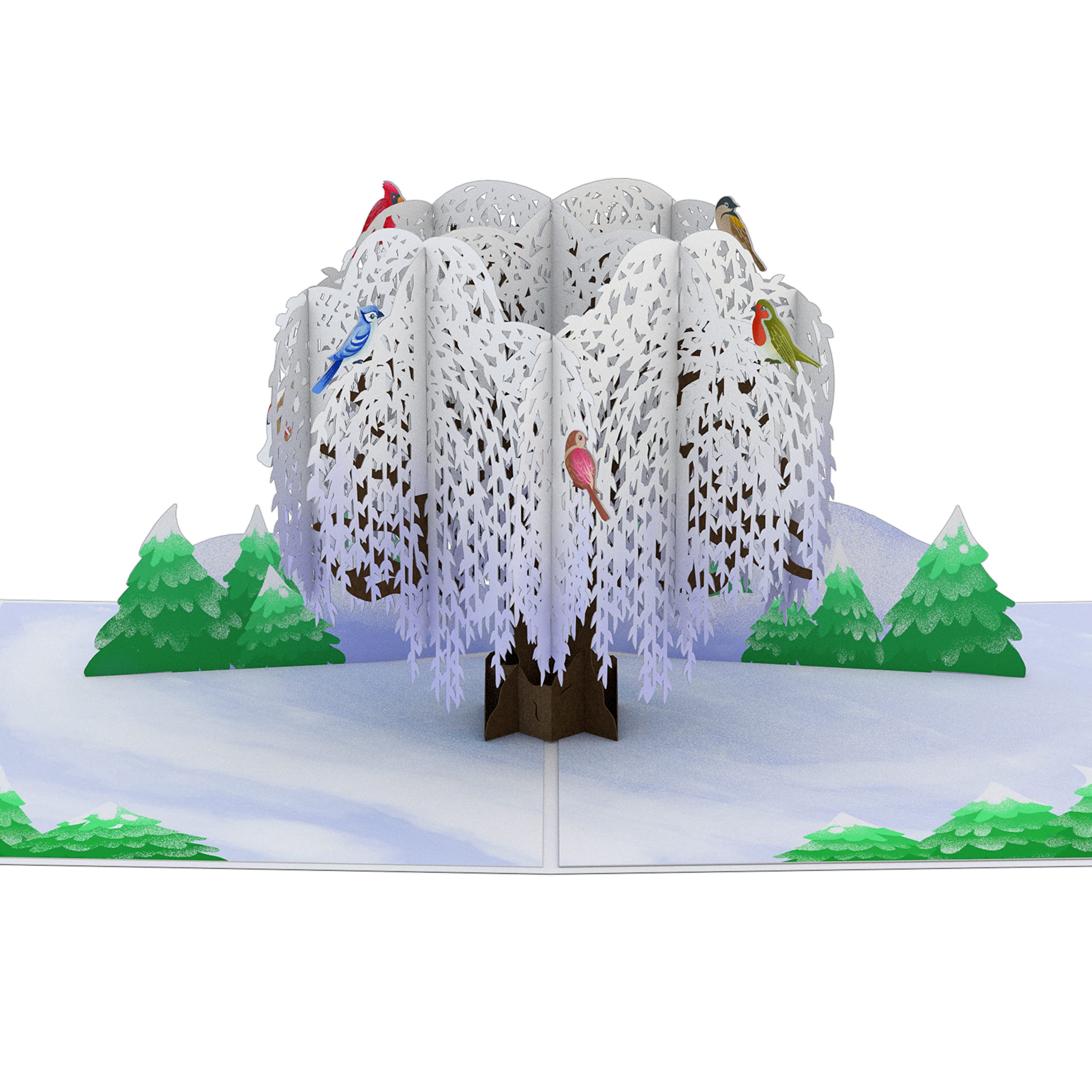Lovepop 3D Winter Willow Tree Birds Pop Up Greeting Card - 5x7 Inch Holiday Christmas Card for Teachers, Friends & Family | Perfect for Christmas Gifts, Holiday Decor & Special Occasions