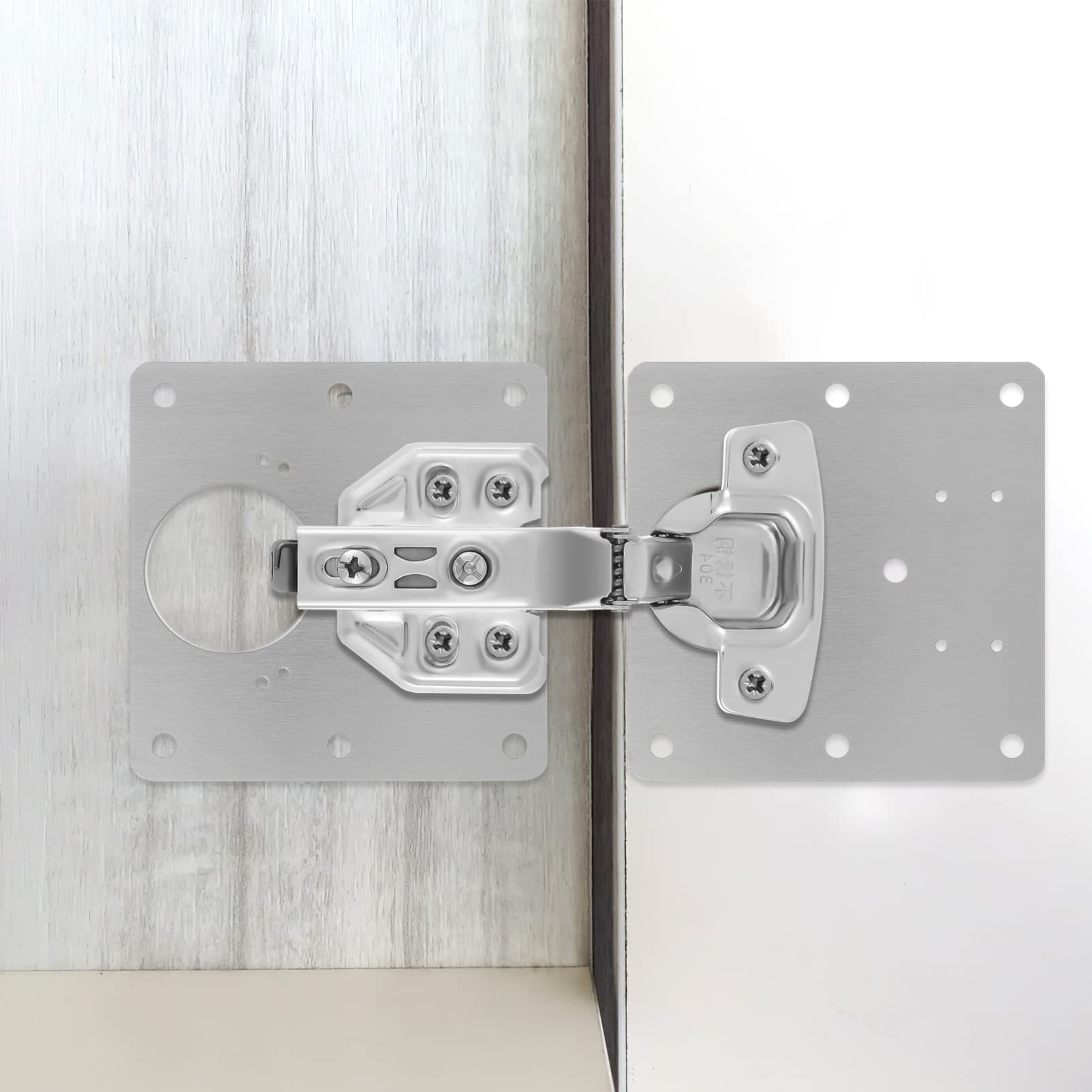 DOITOOL 2Pcs Stainless Steel Cabinet Hinge Repair Plate with 36Pcs Screws - for Kitchen Cupboard Door Hinges