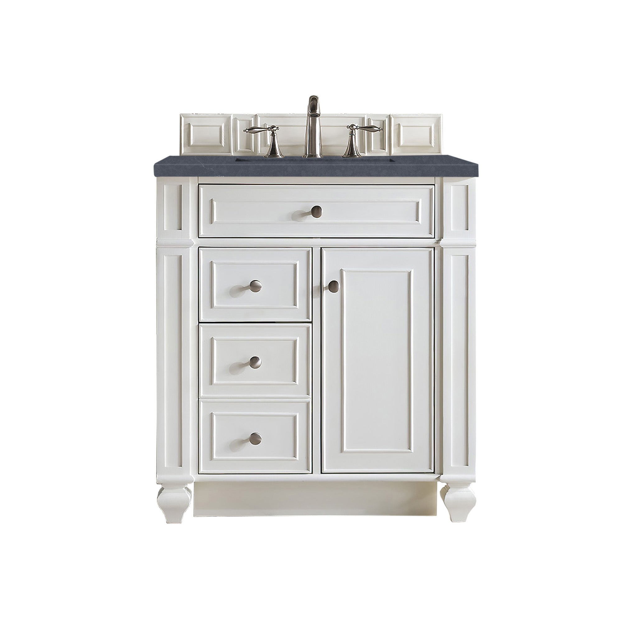 Bristol 30-Inch Single Bathroom Vanity Set with Charcoal Soapstone Quartz Top - Bright White Finish for Modern Bathrooms | Perfect for Small Spaces & Home Renovations