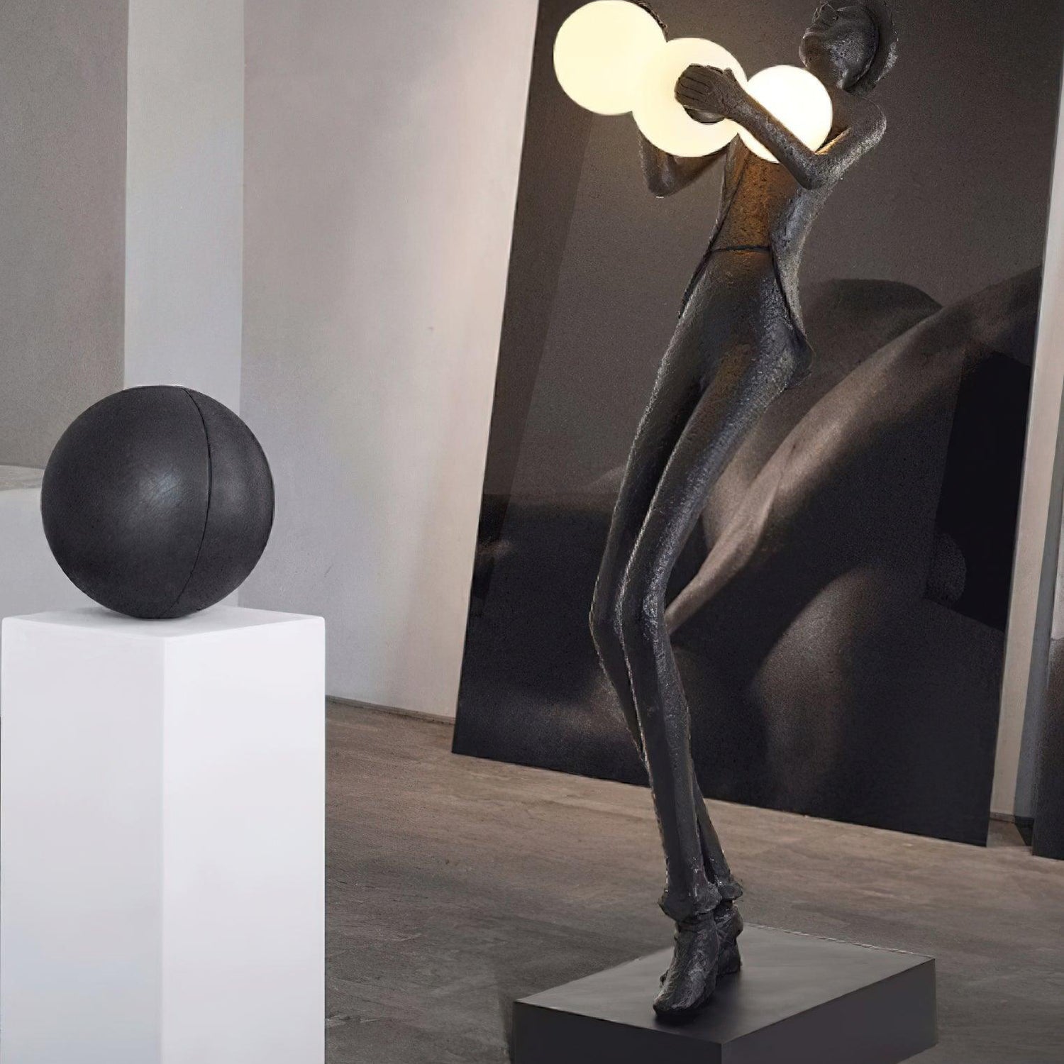 Modern Gentleman Sculpture Floor Lamp - Elegant LED Standing Light for Living Room, Bedroom & Office Decor - Perfect for Reading, Relaxing & Ambient Lighting