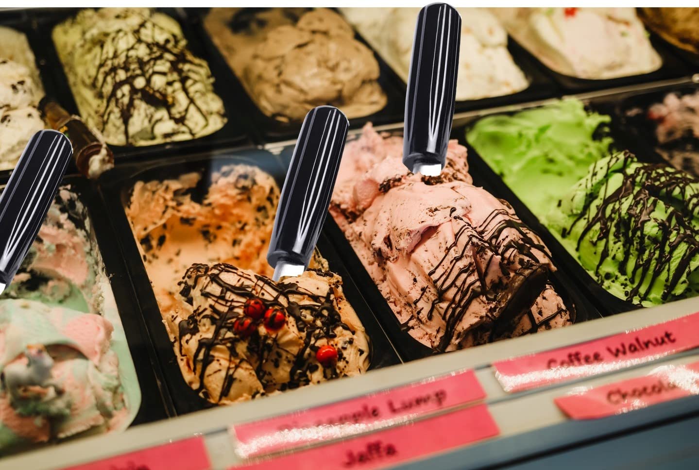 Premium Stainless Steel Ice Cream Scoop with Ergonomic Plastic Handle - Heavy Duty, Durable & Bend Proof - Perfect for Hard or Soft Serve Ice Cream - Ideal for Home Kitchens, Ice Cream Shops & Dessert Cafes
