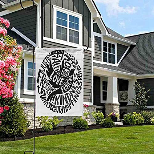 Double Sided Welcome Outdoor Garden Flag 12x18 Inches - Dove Peace Love Faith Joy Hope Kindness Beauty Respect Trust Justice - Seasonal Home Yard Decoration for Spring Summer Fall Winter