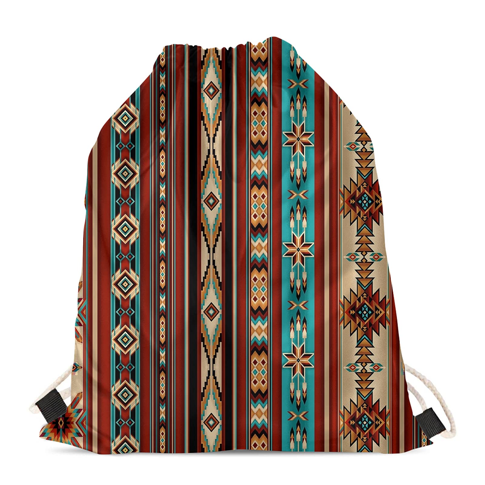 Southwest American Tribal Pattern Drawstring Backpack - Lightweight Shoulder Tote Bag for Beach, Swim, Gym & Travel | Water-Resistant Athletic Sack for Sports, Hiking & Outdoor Activities