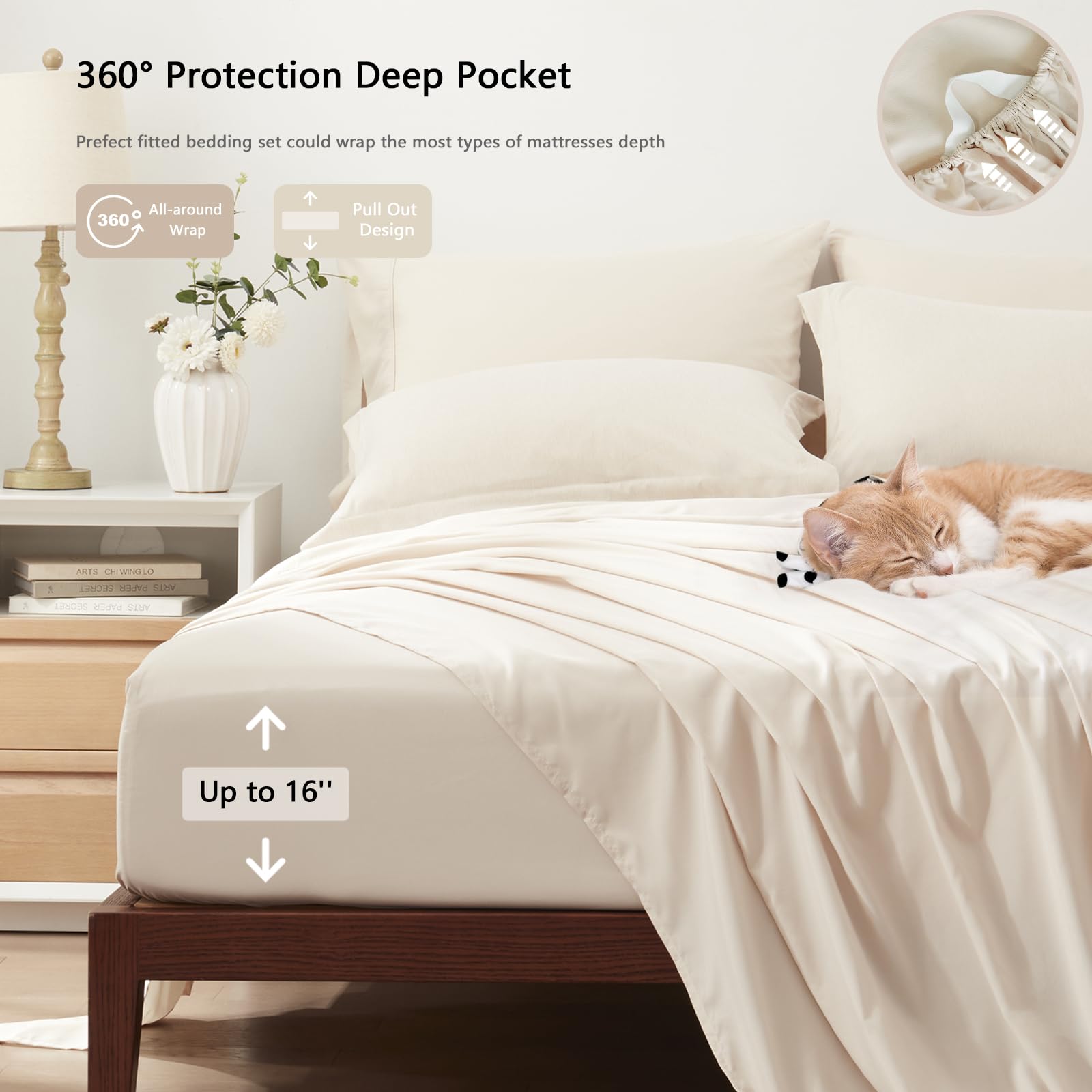 UNILIBRA 7-Piece Queen Comforter Set - All Seasons Soft Beige Bedding | Cationic Dyeing Comforter, Flat Sheet, Fitted Sheet, Pillowcases & Shams | Perfect for Master Bedroom, Guest Room & Vacation Homes