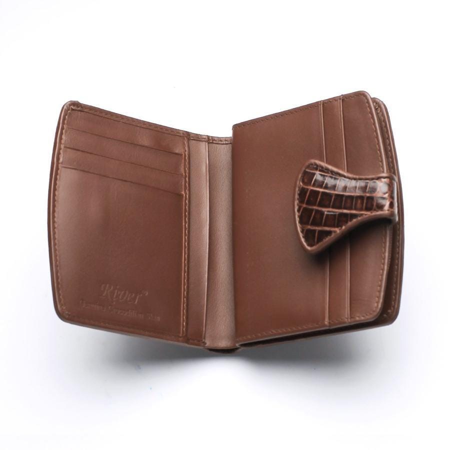 Two-Tone Brown Crocodile Leather Women's Wallet - Stylish & Durable Ladies Billfold for Everyday Use, Travel & Gift Giving
