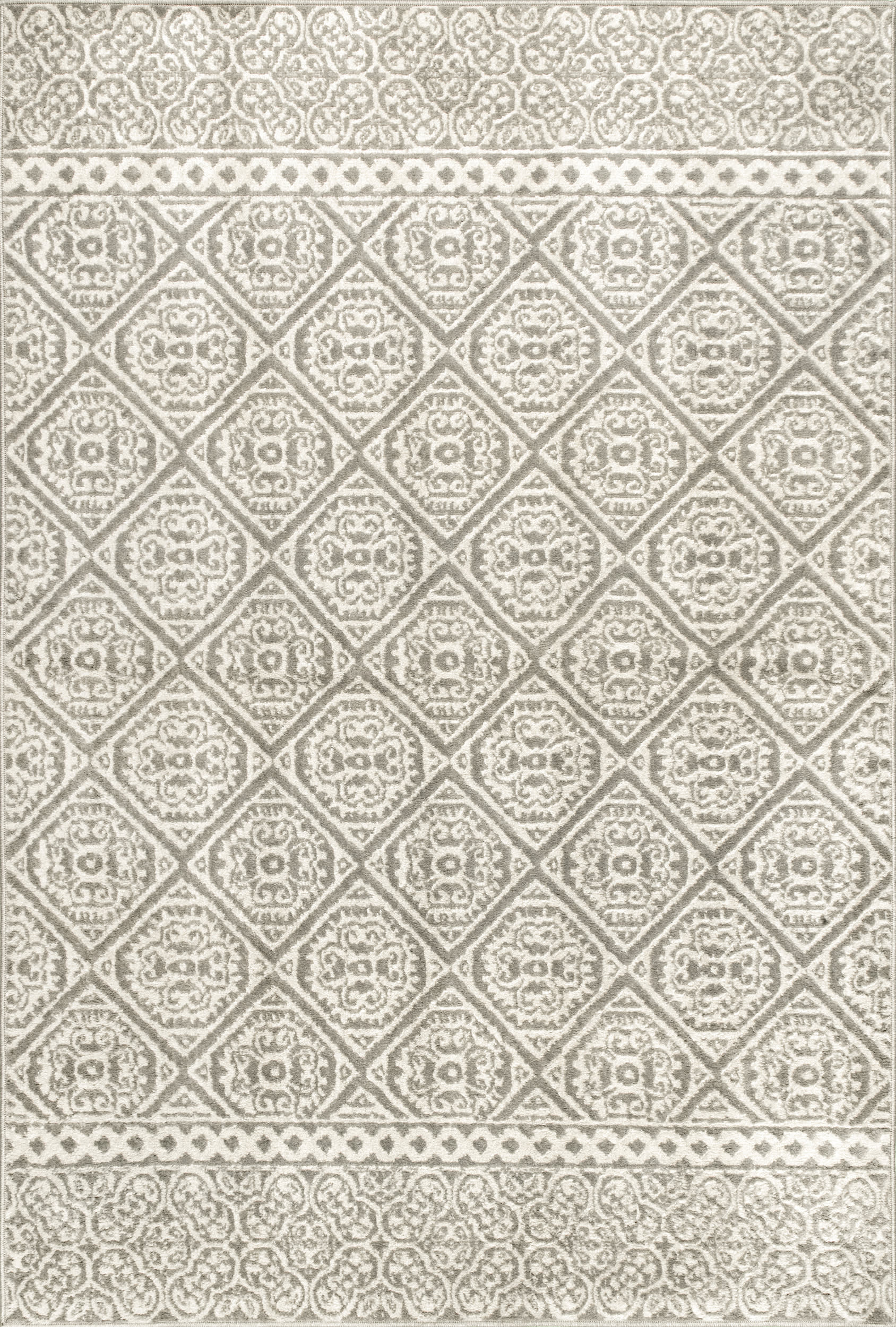 Floral Pattern Grey Area Rug - Non-Slip Soft Living Room Carpet for Home Decor, Bedroom, Dining Room
