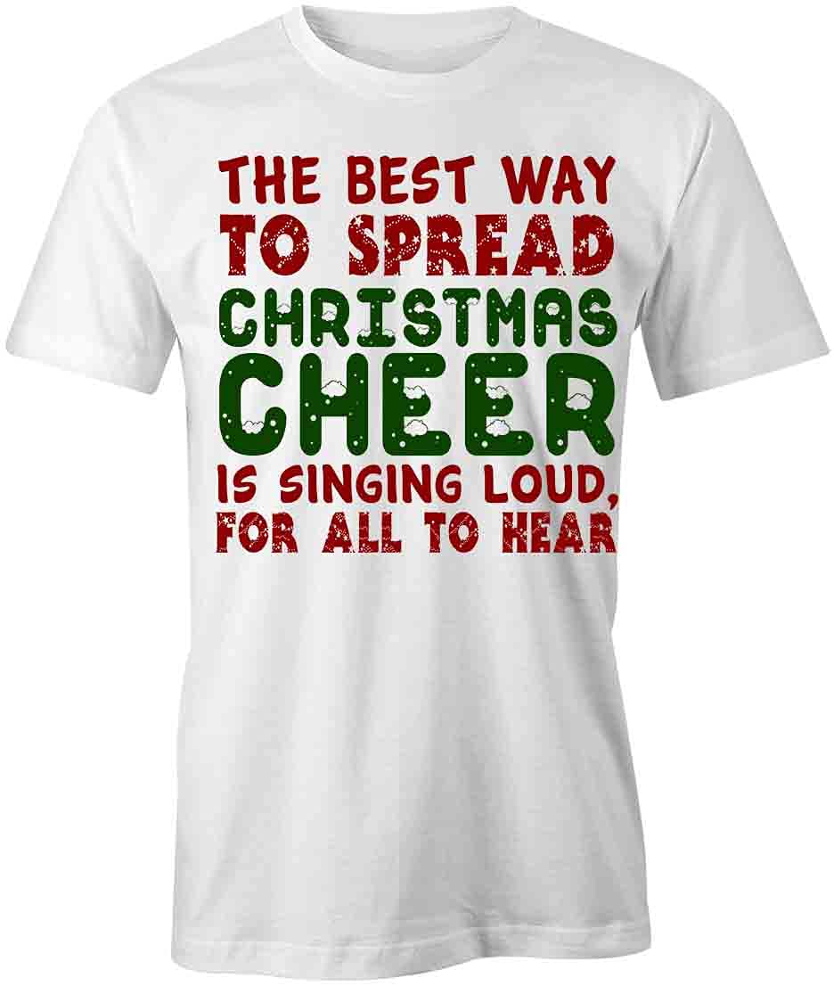 Best Christmas Cheer Graphic T-Shirt for Women & Men | Funny Holiday Printed Tee | White Cotton Casual Shirt for Xmas Parties & Family Gatherings