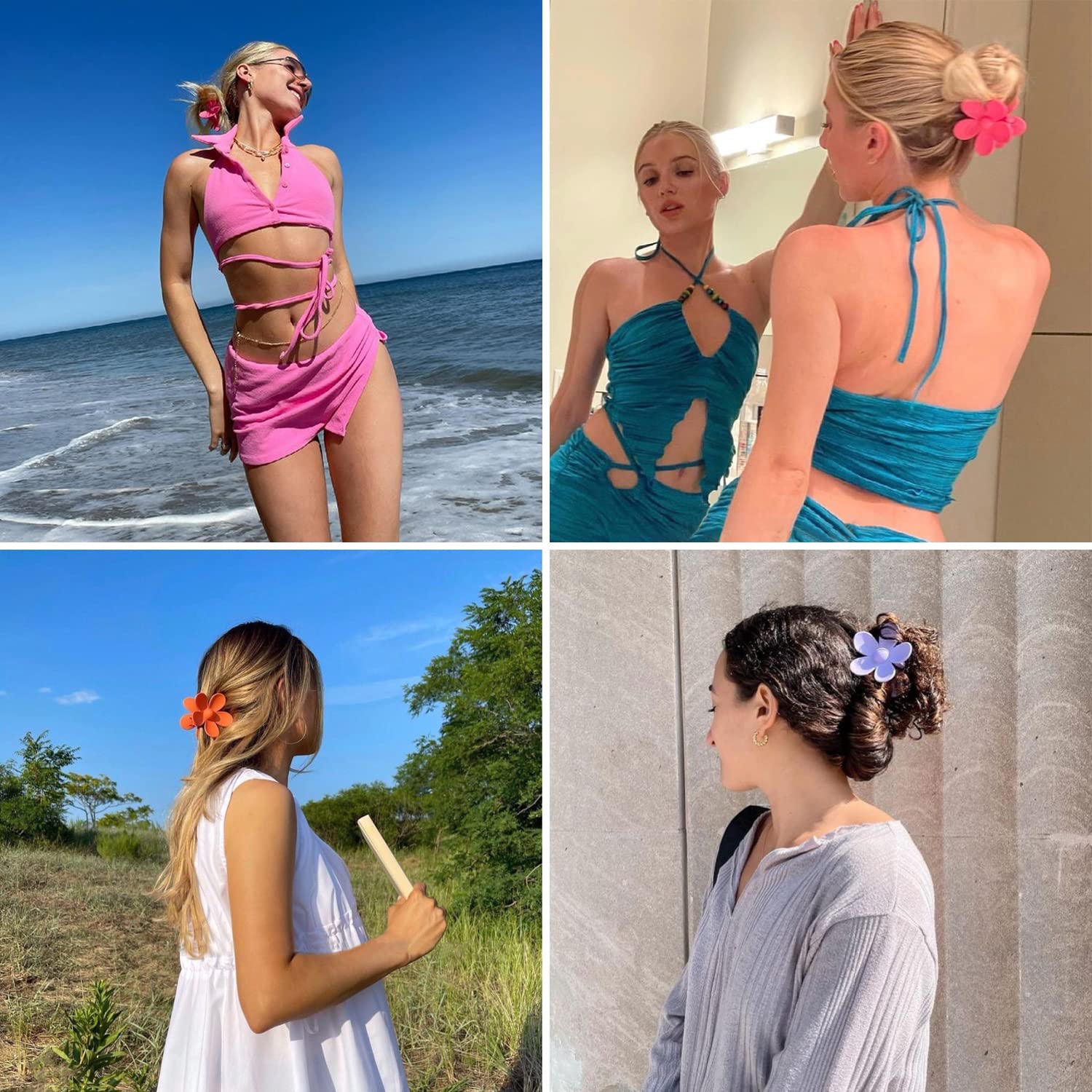 Matte Flower Hair Clips for Women & Girls - Strong Hold Non-Slip Daisy Hair Claw Clips for Thick & Thin Hair - Perfect for Everyday Wear, Weddings, and Special Occasions