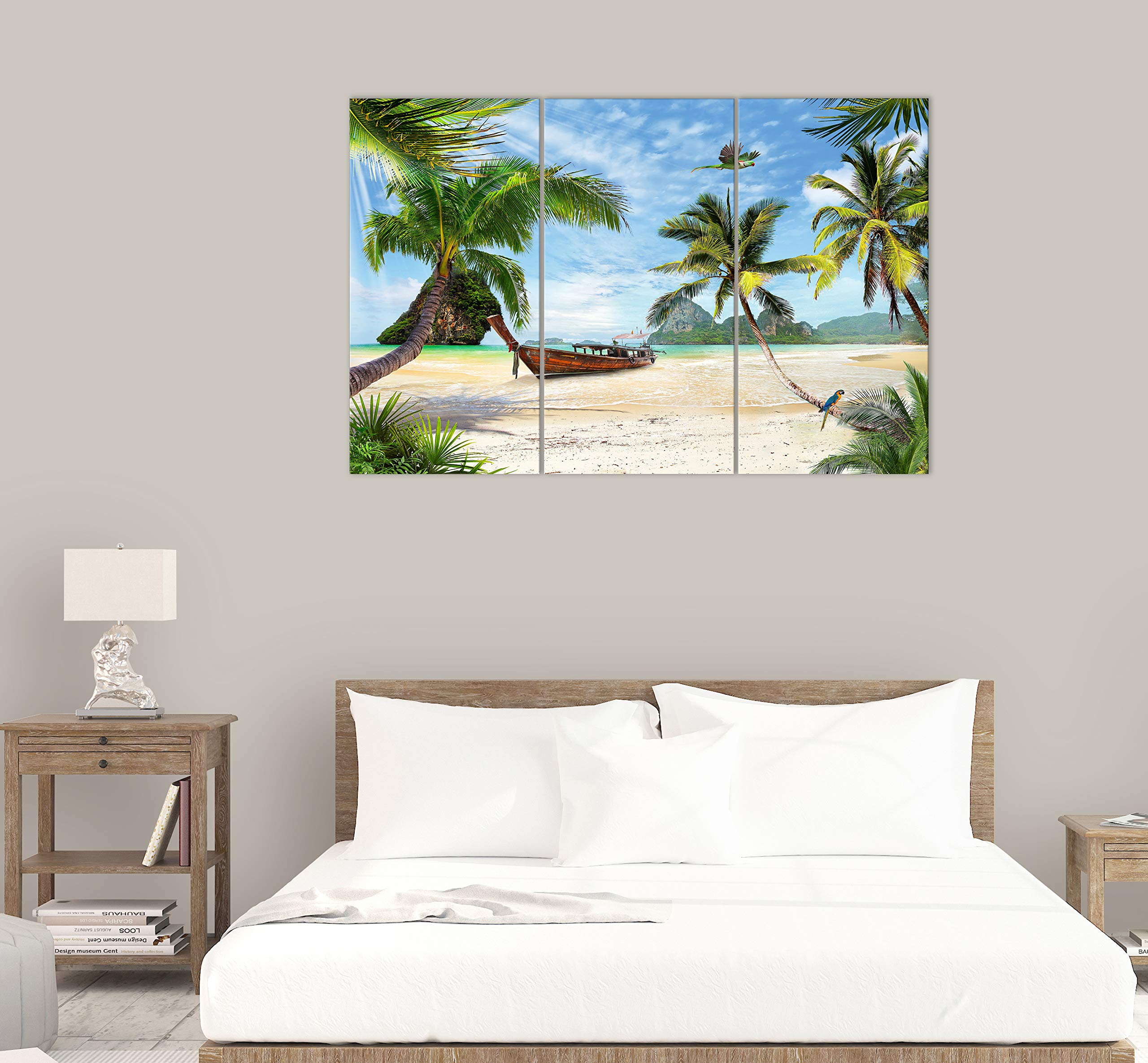 Tropical Palm Tree Wall Art Decor - Modern Beach Coconut Tree Canvas Painting Prints for Living Room, Dining Room, Bedroom | Coastal Home Decor & Beach House Wall Decor