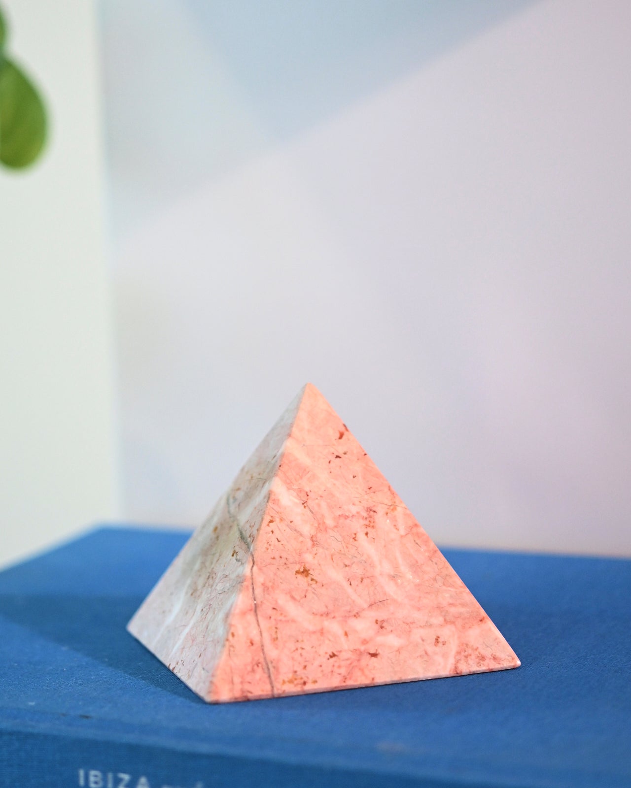 4 Inch Pink Marble Pyramid - Elegant Home Decor for Shelf, Desk & Meditation Space | Feng Shui Crystal Gift for Office & Living Room