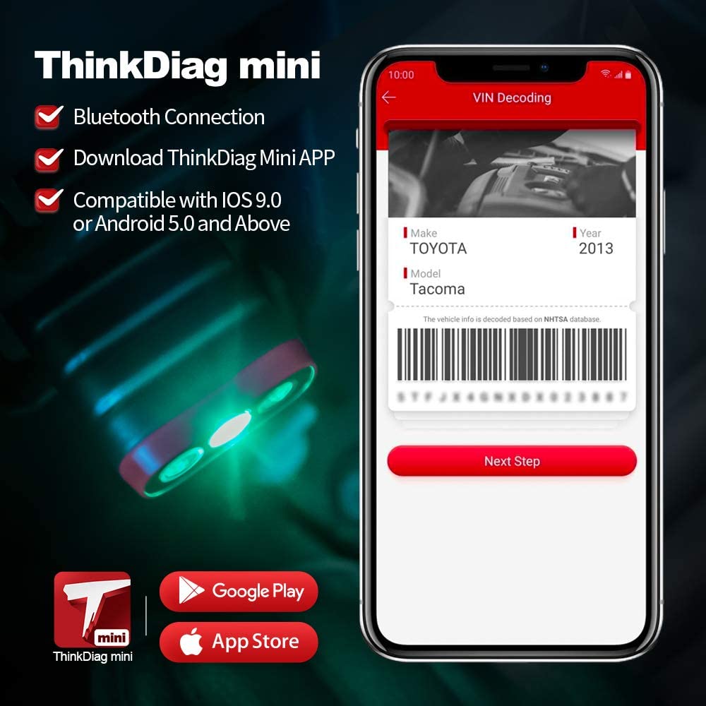 THINKDIAG MINI Bluetooth OBD2 Scanner Diagnostic Tool - Full System Car Code Reader for iOS & Android - Check Engine Light, Fault Codes & Live Data - Perfect for DIY Car Repairs & Professional Mechanics