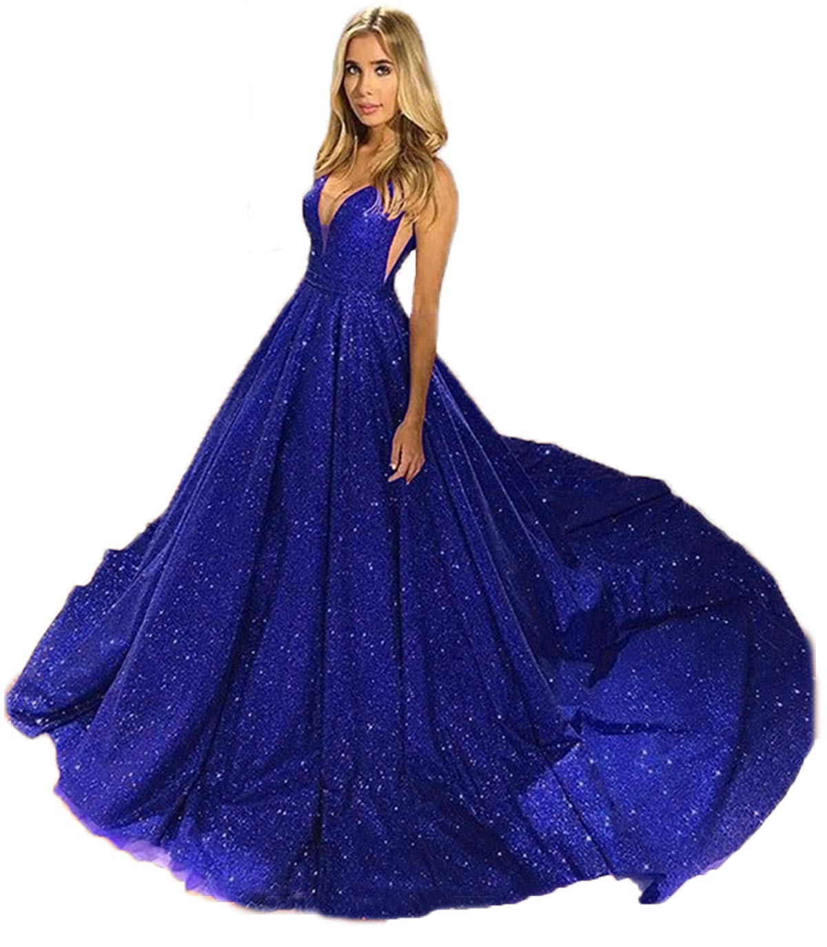 Sparkly Long Prom Dresses for Women - Elegant A-Line Pageant Gown with Glitter for Formal Events, Cocktail Parties & Evening Occasions - Style BD558K
