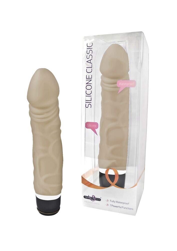 Seven Creations Silicone Classic Waterproof Vibrator - 6.5 Inch Realistic Flesh White - Perfect for Couples Play, Solo Pleasure & Underwater Fun