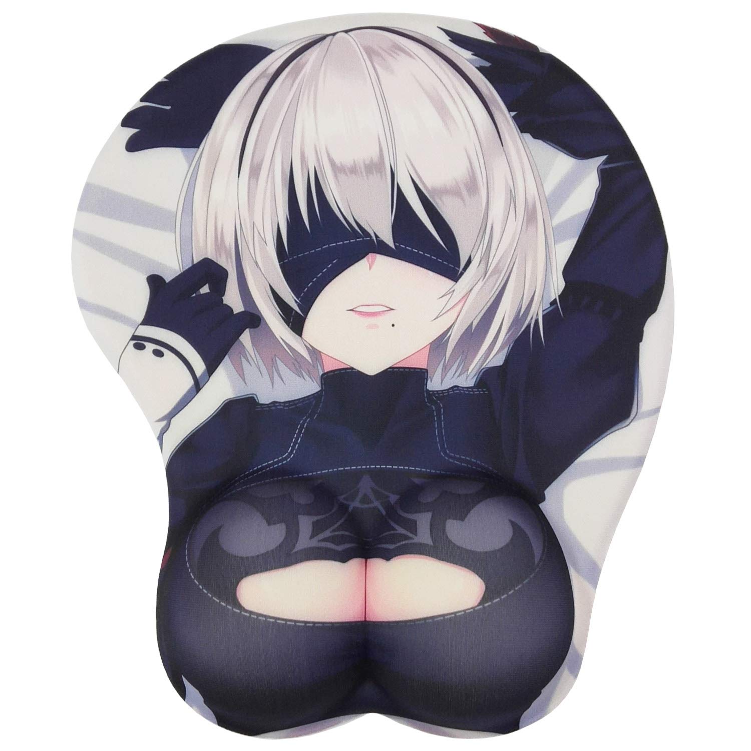 Ergonomic Gaming Mouse Pad with Gel Wrist Support - Non-Slip Anime Design Computer Mouse Mat for PC & Laptop - Perfect for Office Work, Gaming & Long Computer Sessions (Black)