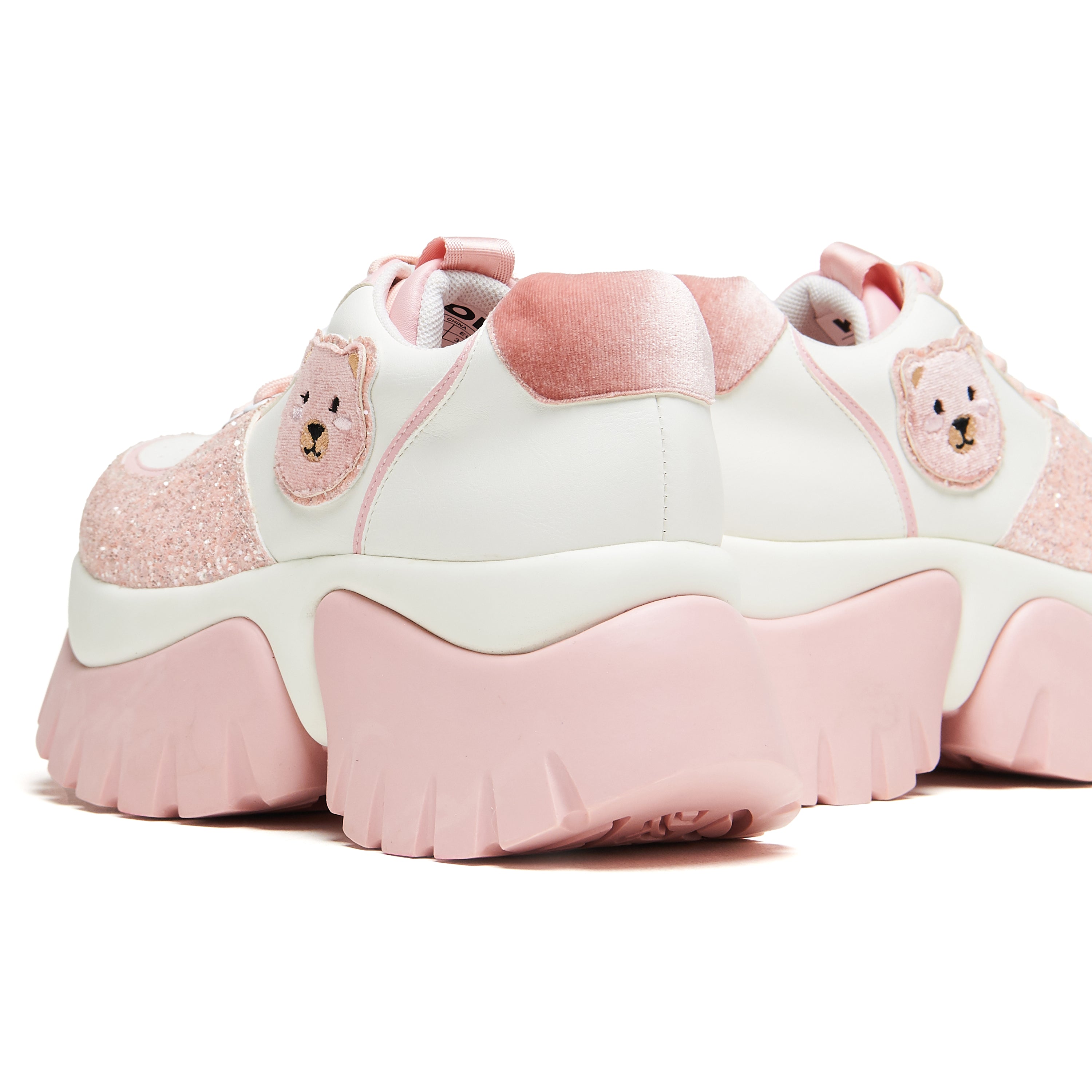 Bear Blushes Chunky Glitter Sneakers for Women - Pink Fashion Shoes for Casual Wear, Gym, and Party Outfits