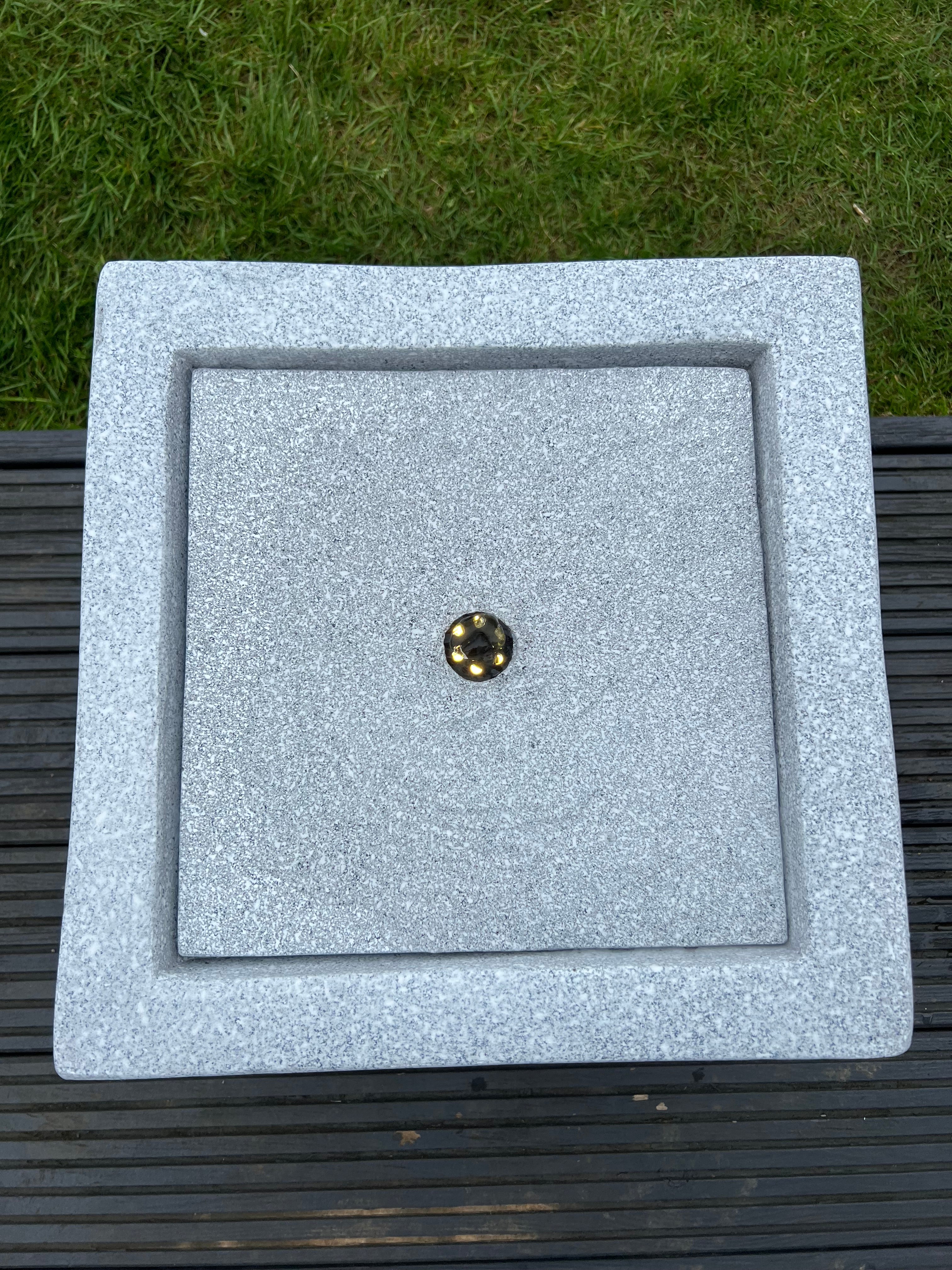 Square LED Water Fountain with Lights – Plug-in Powered, Light Grey (37x37x30cm) – Perfect for Home Decor, Garden, Office & Meditation Spaces