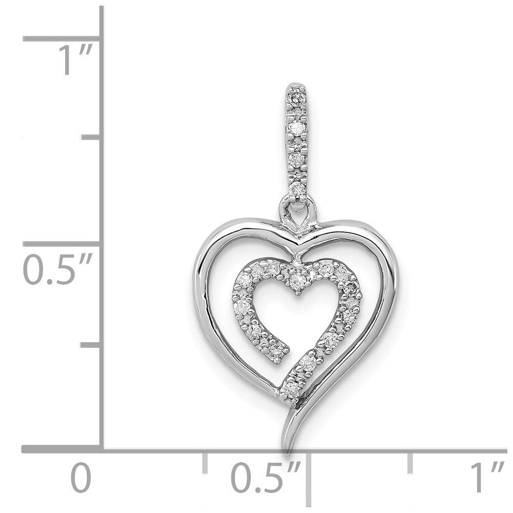 1/10 Carat Diamond Heart Pendant in Sterling Silver for Anniversary Gifts