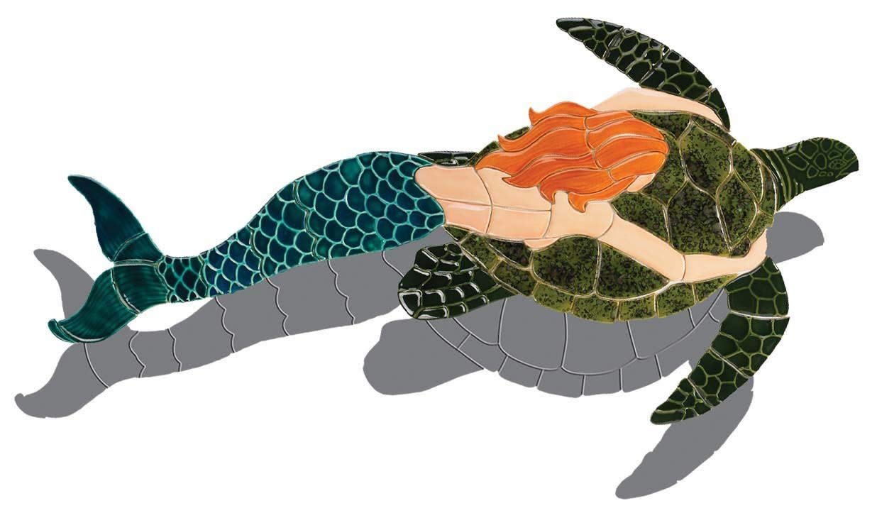 Mermaid and Turtle Ceramic Swimming Pool Mosaic Tile - 57