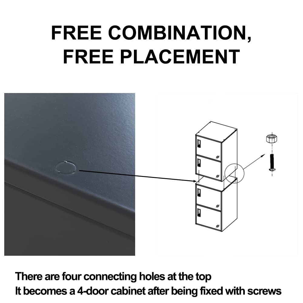 2 Door Vertical Stackable Metal Storage Cabinet with Lock & Anti-Tip Device - Secure Organizer for Office, Home, Gym, School, Employee & Kids (Black) - Perfect for Storing Files, Supplies & Personal Belongings Safely