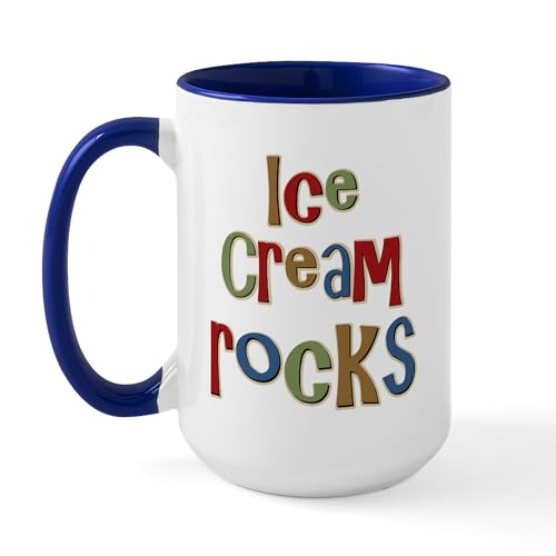 White/Navy Inside - Ice Cream Frozen Dessert Lover Large Mug