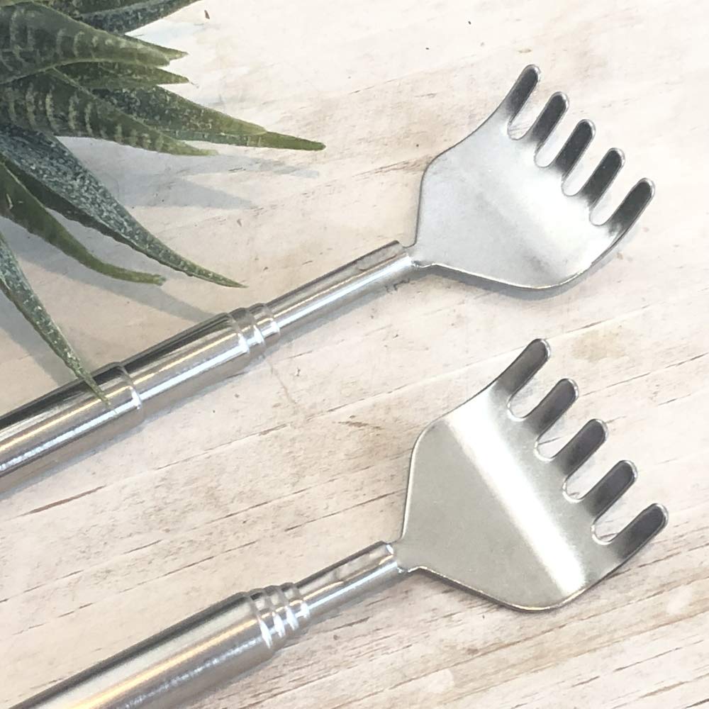 Somapa 2 Pack Extendable Telescopic Back Scratcher - Stainless Steel Hand Massage Tool (6.1 to 19.68 Inches) for Itch Relief & Relaxation - Perfect for Home, Office & Travel Use