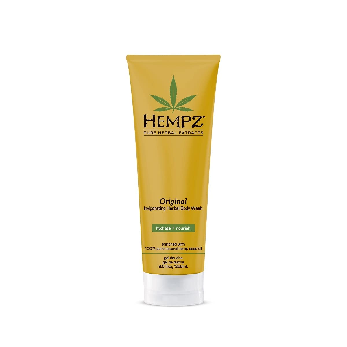 Hempz Original Invigorating Herbal Body Wash for Men & Women - 8.5 oz Moisturizing Shower Gel with Natural Hemp Seed Oil - Perfect for Dry Skin & Daily Hydration - Spa Quality Body Cleanser for Relaxing Bath Time