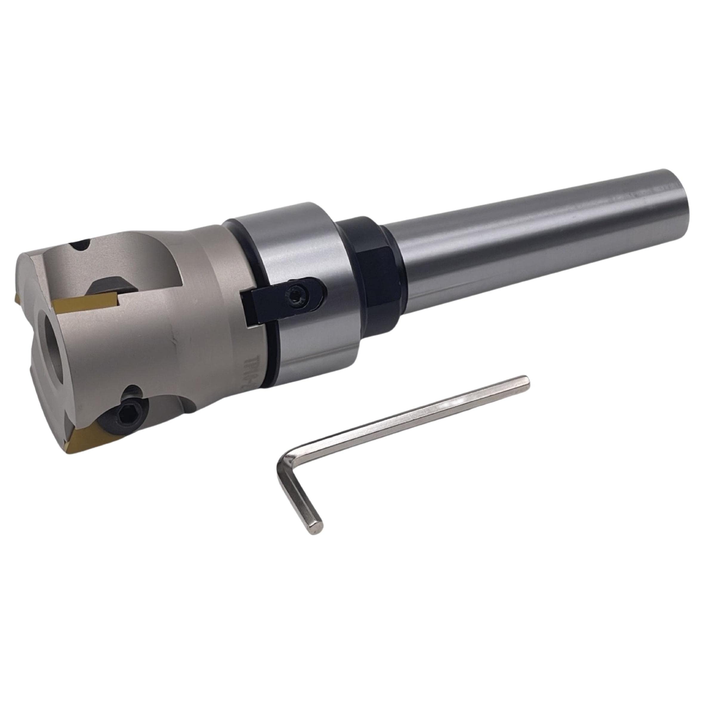 CME 2 Inch 90 Degree Indexable Face Mill with MT3 Arbor - Includes TPG322 Inserts, 3 Flute Design for Precision Milling - Perfect for Metalworking, CNC Machining & Industrial Applications