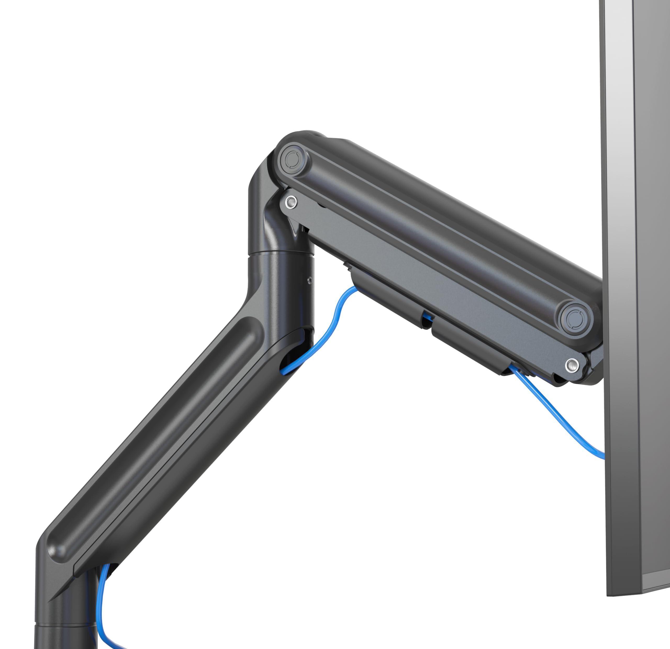HFTEK Heavy Duty Single Monitor Arm Mount for 1-49 Inch Curved/Flat Screens - Adjustable Tilt Swivel VESA 75x100/100x100 - Supports up to 20kg - Perfect for Home Office, Gaming Setup & Workstation Ergonomics (HF24G07U)