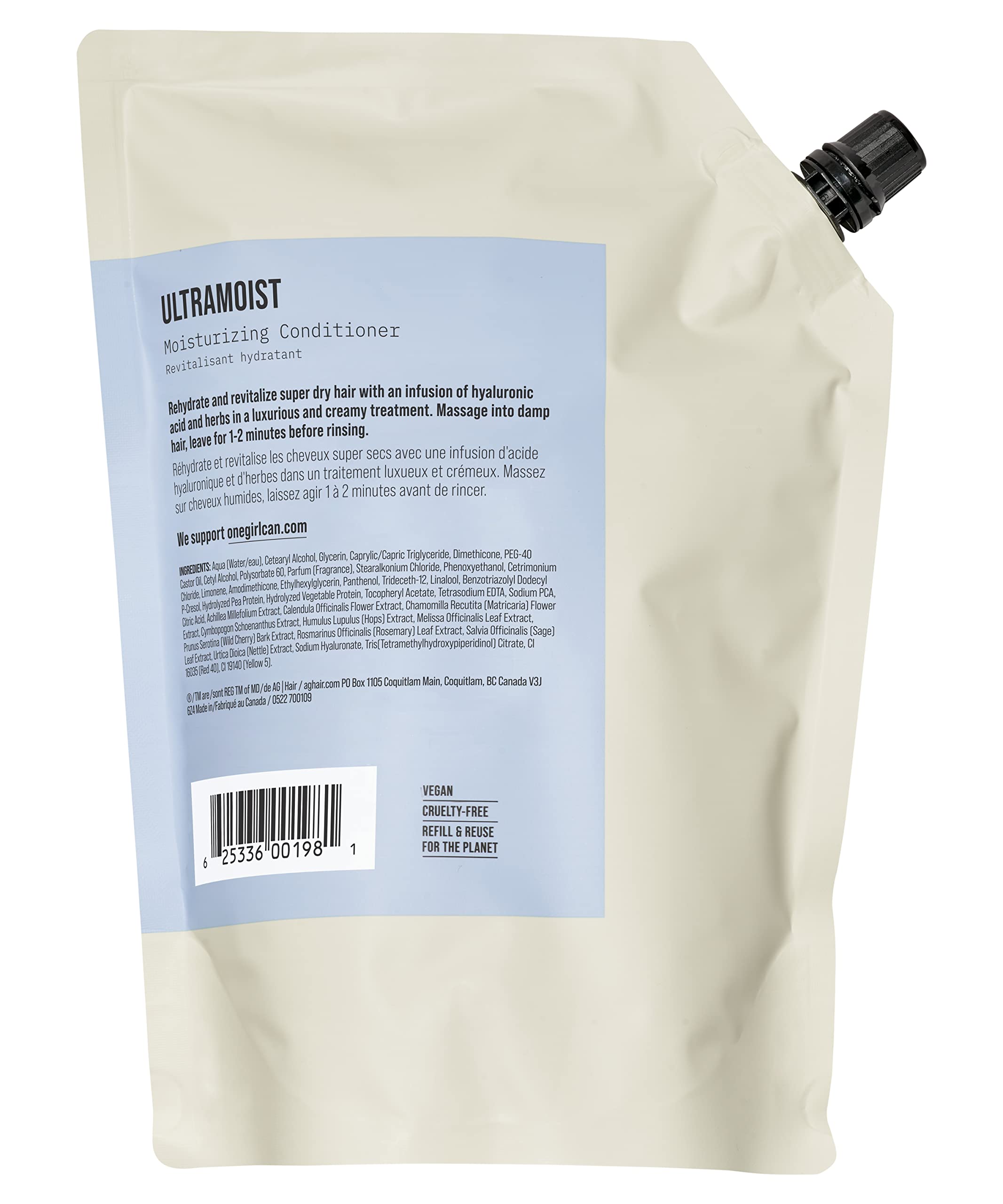 AG Care Ultramoist Moisturizing Conditioner for Dry & Damaged Hair - 33.8 Fl Oz (1 Liter) - Deep Hydration & Repair Treatment for Salon-Quality Results at Home