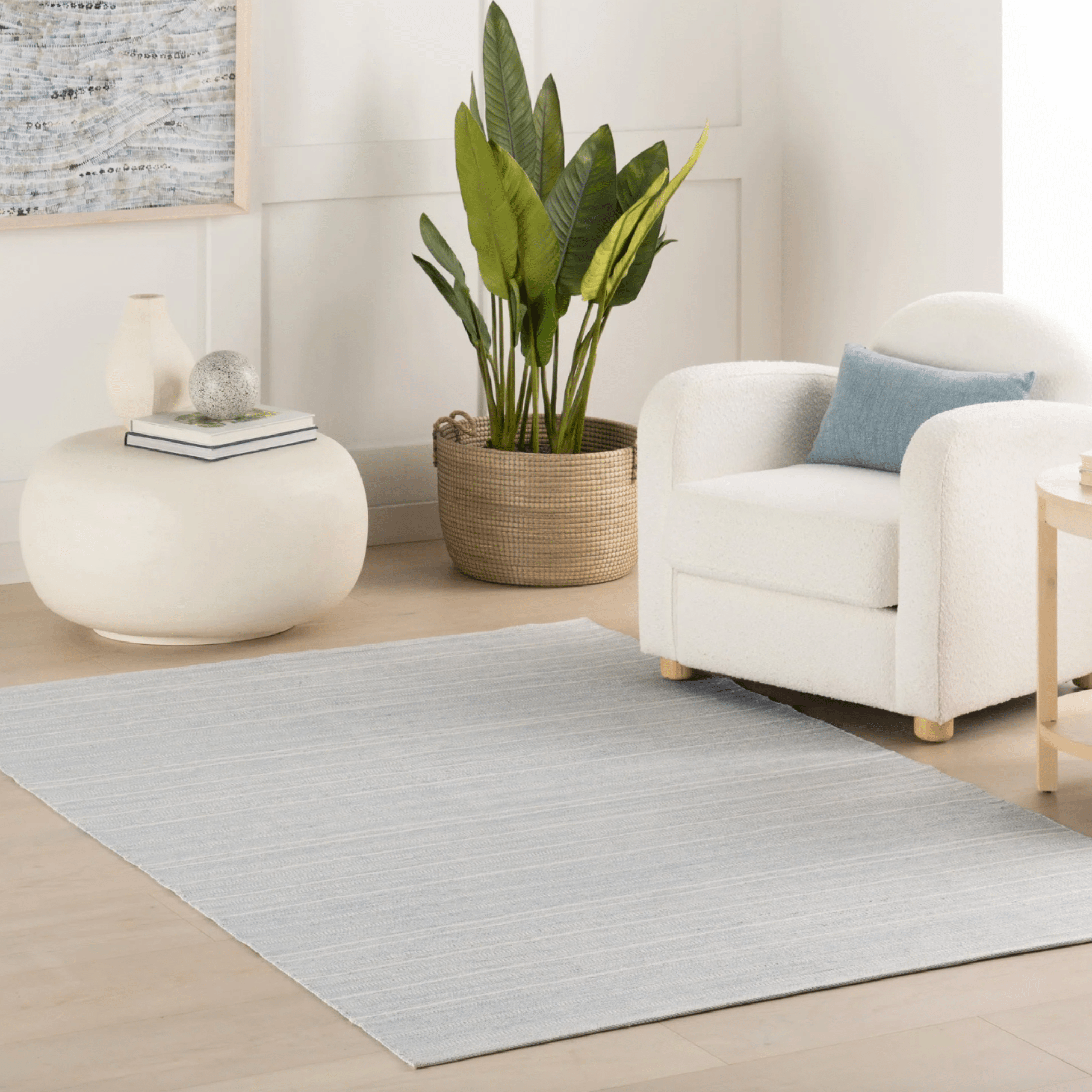Handwoven Skipper Stripe Indoor/Outdoor Rug - Swedish Blue Design | Perfect for Patio, Living Room & Beach House Decor
